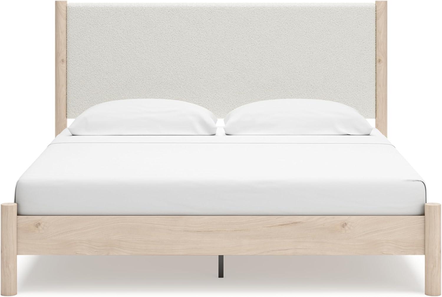 imageSignature Design by Ashley Cadmori Modern Queen Upholstered Platform Bed Foundation or Box Spring Not Needed Black amp WhiteTwotone