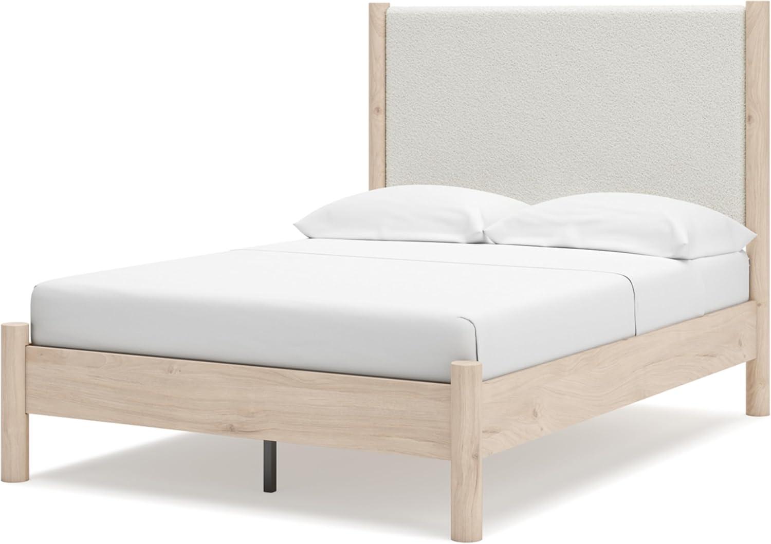 imageSignature Design by Ashley Cadmori Modern Queen Upholstered Platform Bed Foundation or Box Spring Not Needed Black amp WhiteTwotone