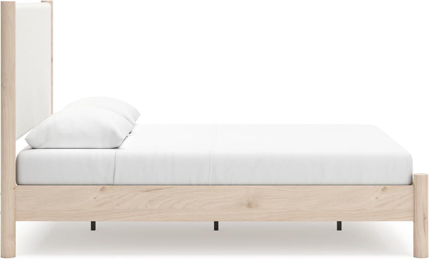 imageSignature Design by Ashley Cadmori Modern Queen Upholstered Platform Bed Foundation or Box Spring Not Needed Black amp WhiteTwotone