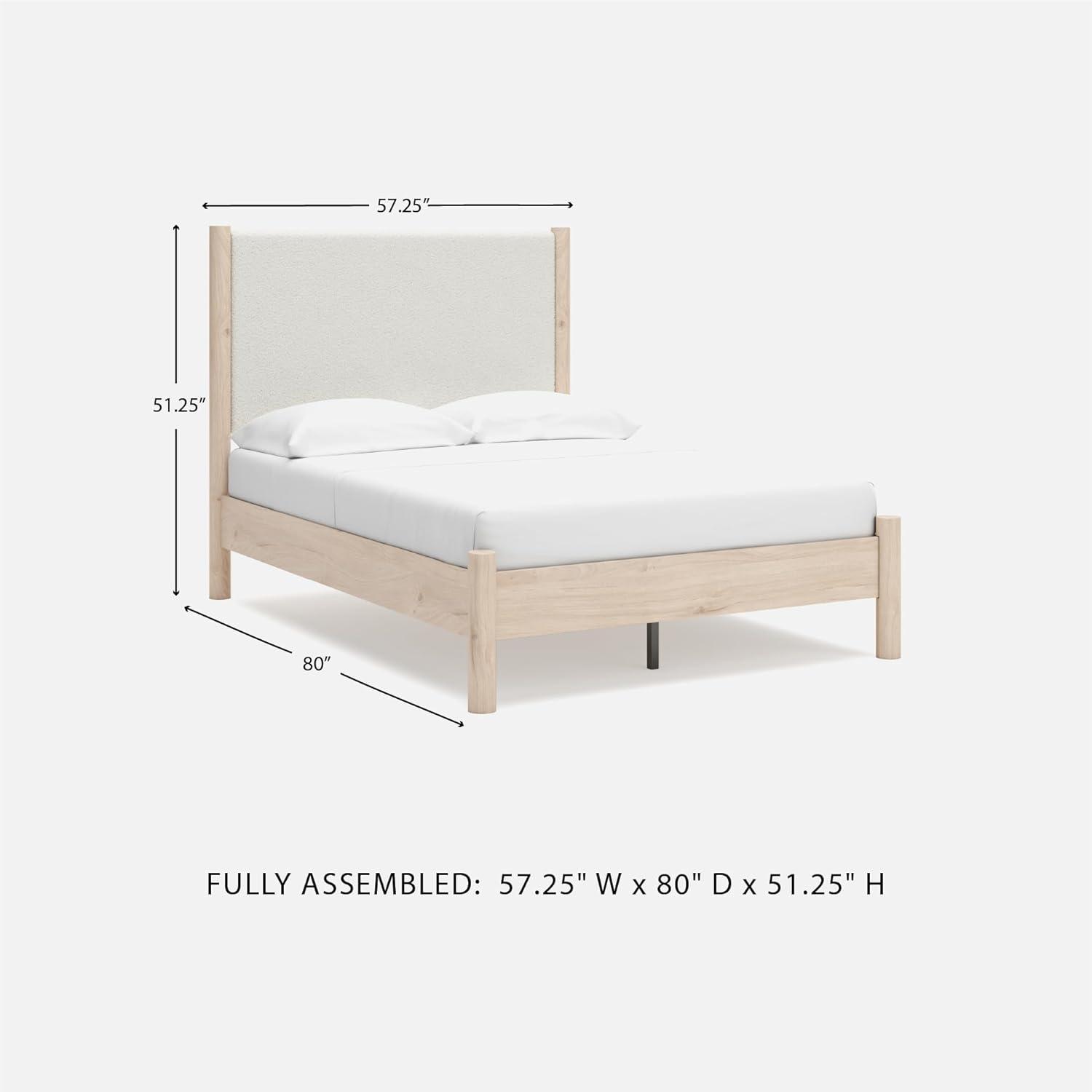 imageSignature Design by Ashley Cadmori Modern Queen Upholstered Platform Bed Foundation or Box Spring Not Needed Black amp WhiteTwotone