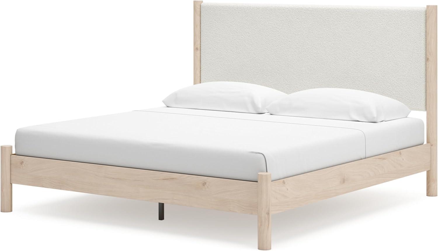 imageSignature Design by Ashley Cadmori Modern Queen Upholstered Platform Bed Foundation or Box Spring Not Needed Black amp WhiteTwotone