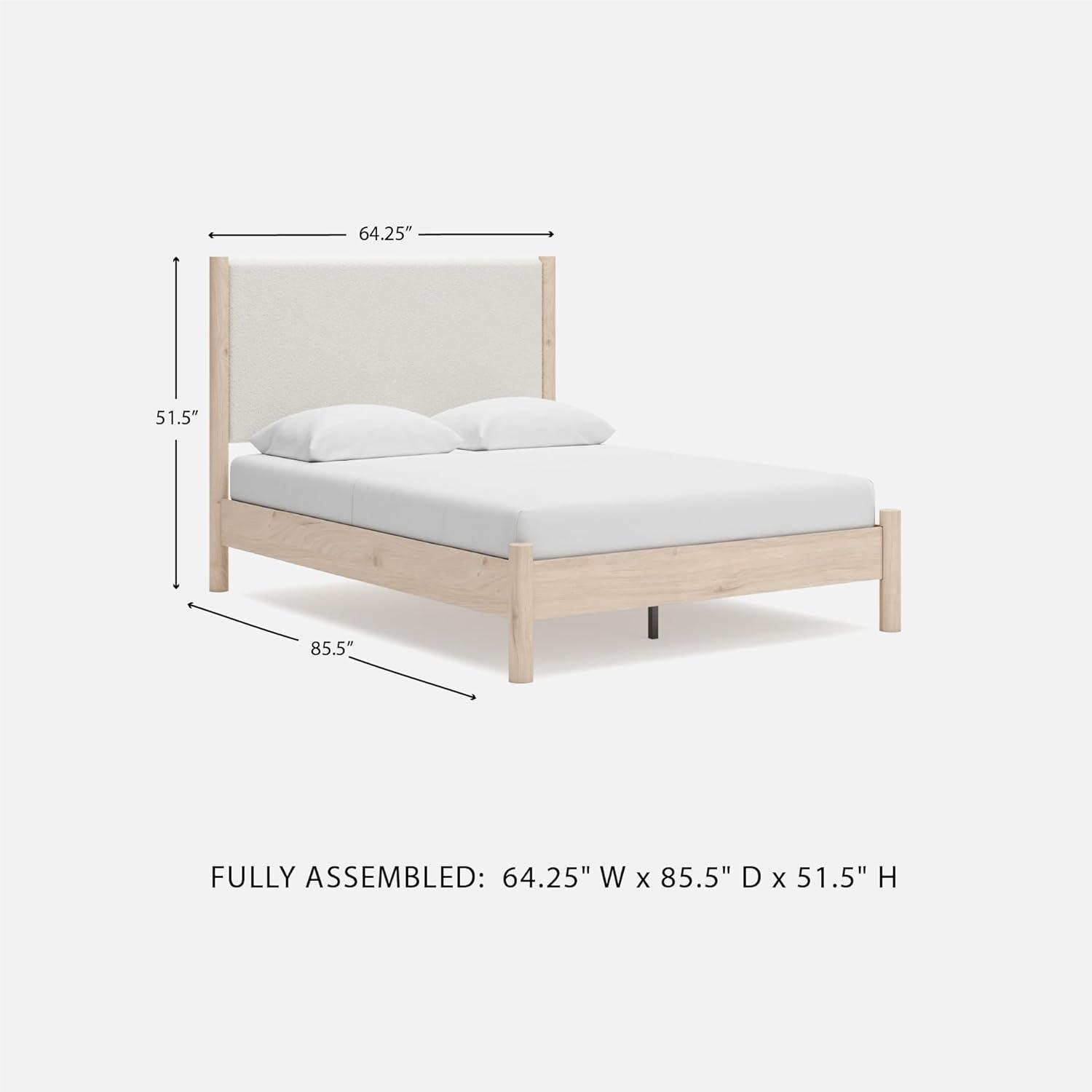 imageSignature Design by Ashley Cadmori Modern Queen Upholstered Platform Bed Foundation or Box Spring Not Needed Black amp WhiteTwotone