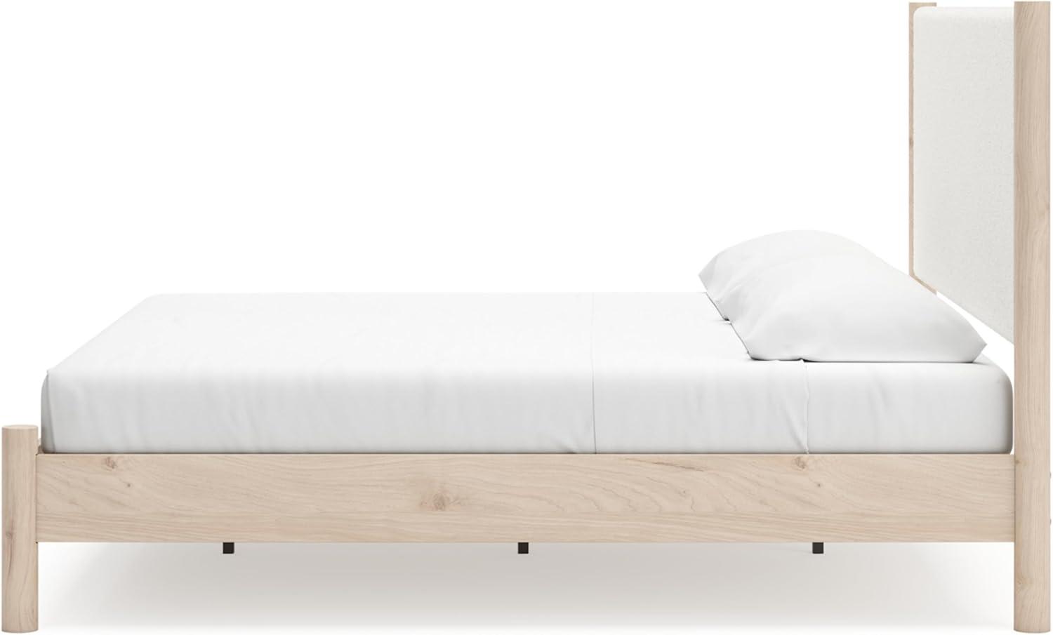 imageSignature Design by Ashley Cadmori Modern Queen Upholstered Platform Bed Foundation or Box Spring Not Needed Black amp WhiteTwotone