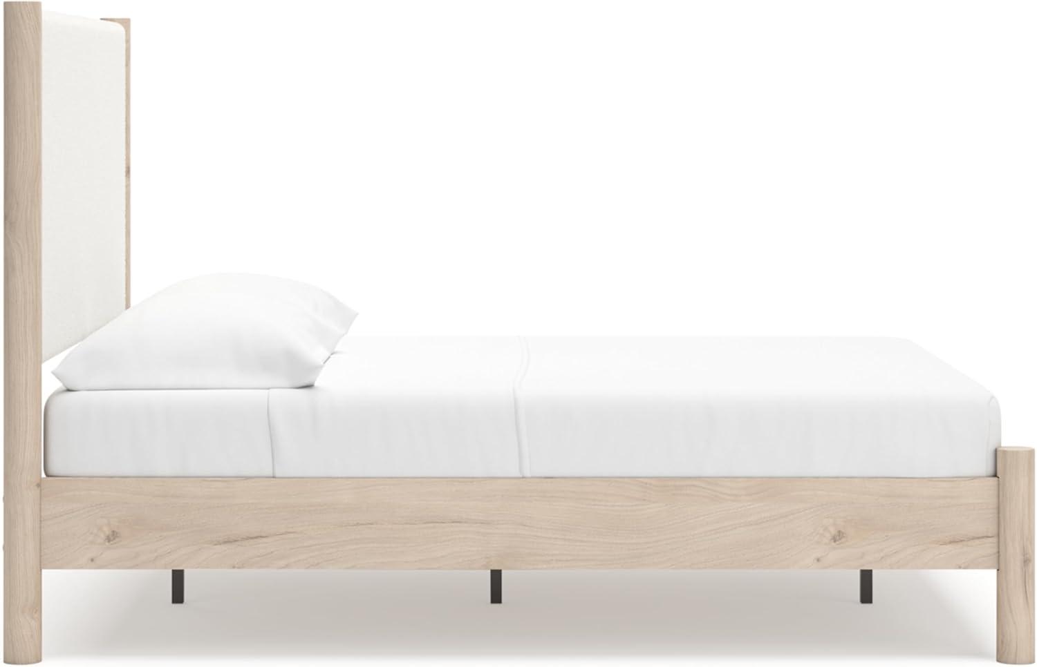imageSignature Design by Ashley Cadmori Modern Queen Upholstered Platform Bed Foundation or Box Spring Not Needed Black amp WhiteTwotone