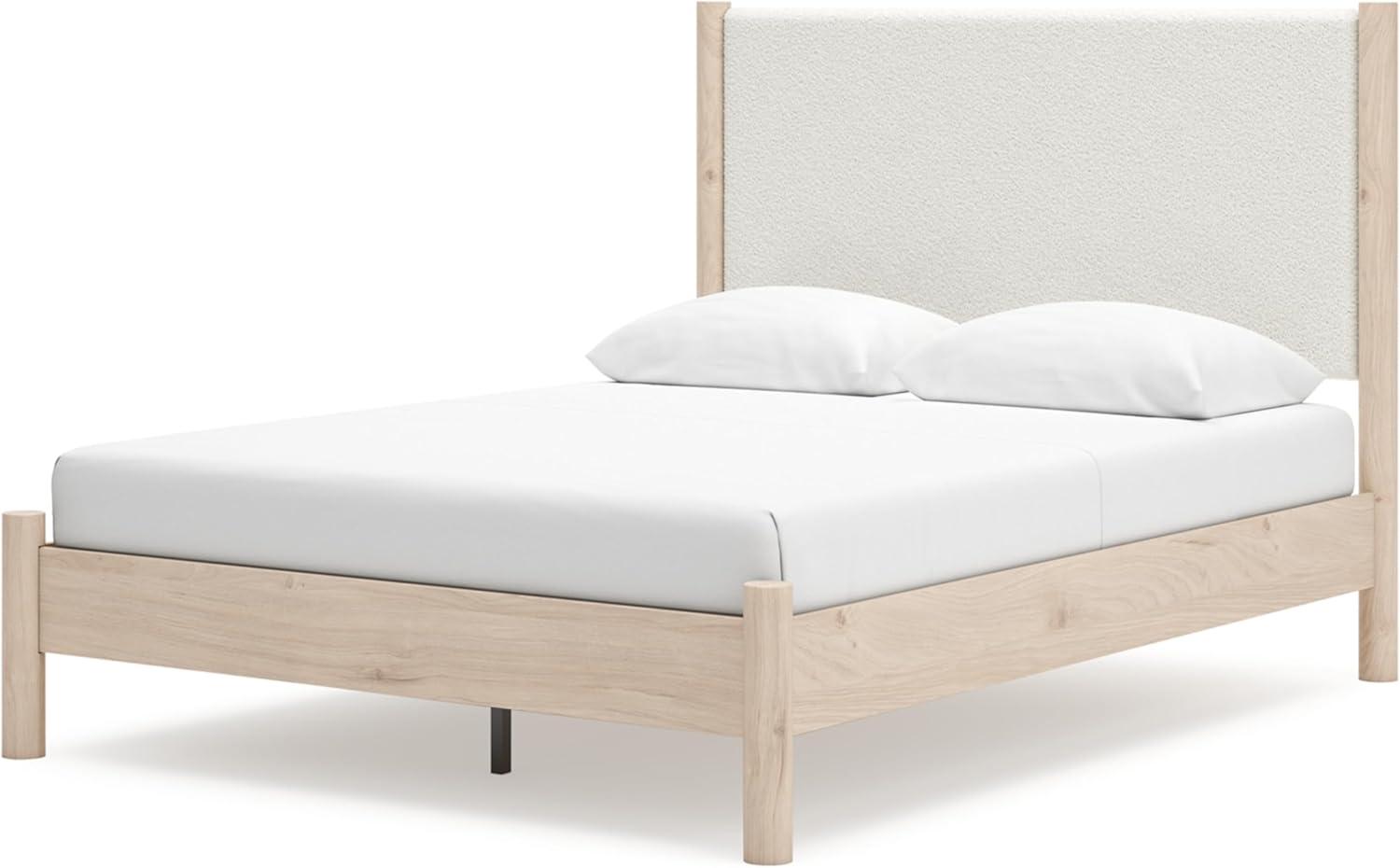 imageSignature Design by Ashley Cadmori Modern Queen Upholstered Platform Bed Foundation or Box Spring Not Needed Black amp WhiteTwotone