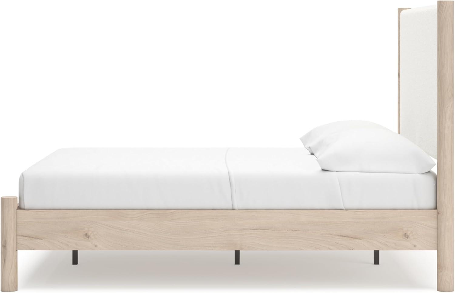 imageSignature Design by Ashley Cadmori Modern Queen Upholstered Platform Bed Foundation or Box Spring Not Needed Black amp WhiteTwotone