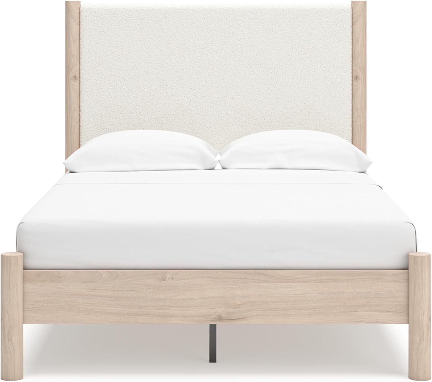 imageSignature Design by Ashley Cadmori Modern Queen Upholstered Platform Bed Foundation or Box Spring Not Needed Black amp WhiteTwotone