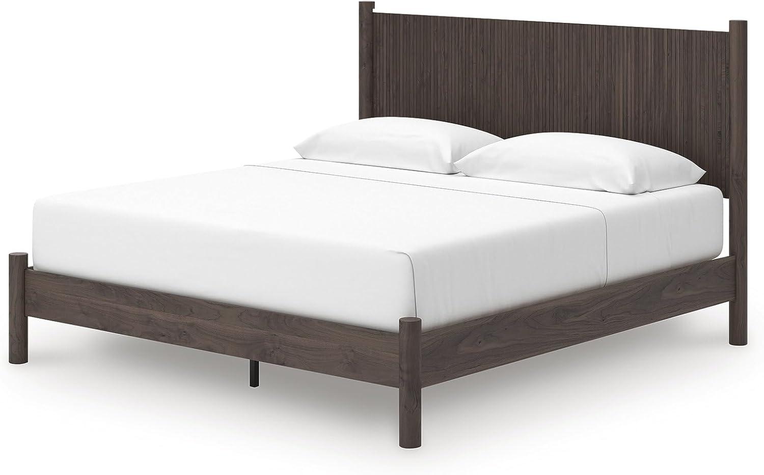 imageSignature Design by Ashley Cadmori Retro Panel Bed Foundation or Box Spring Needed King Dark BrownDark Brown