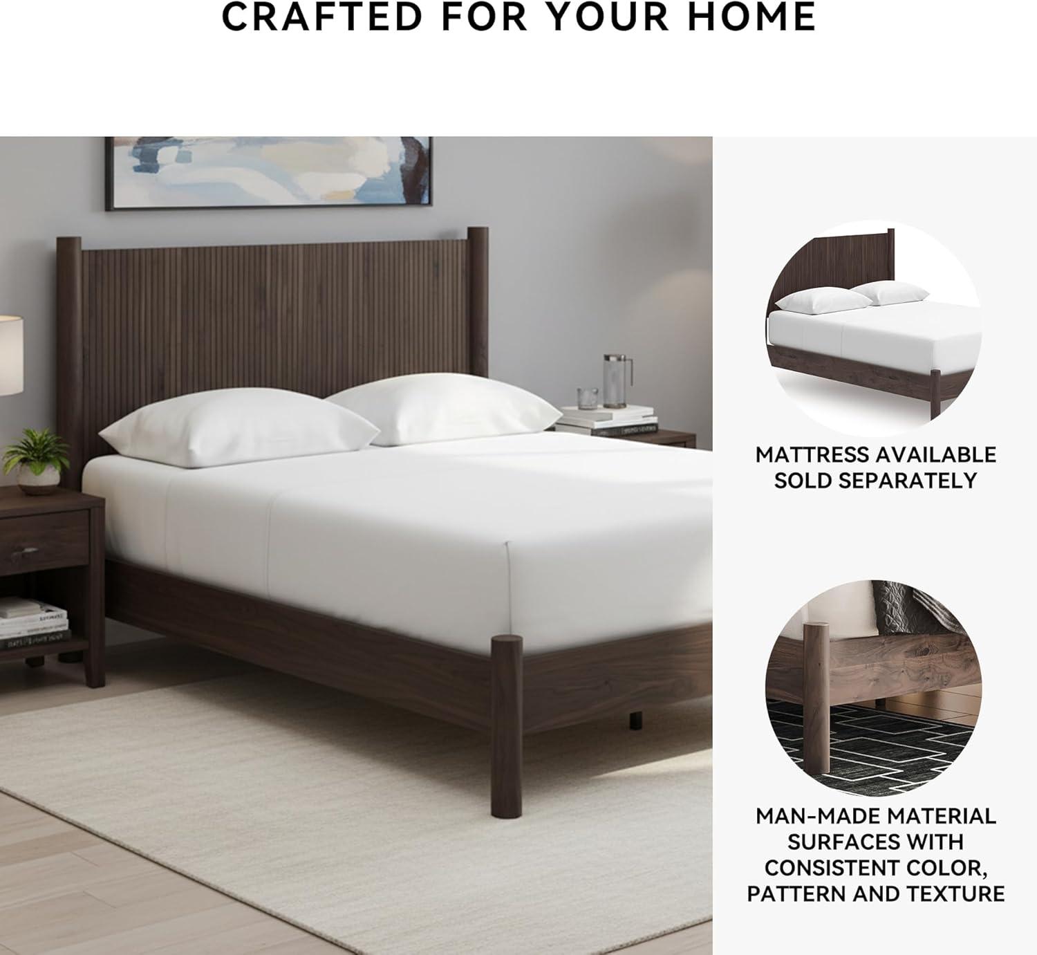 imageSignature Design by Ashley Cadmori Retro Panel Bed Foundation or Box Spring Needed King Dark BrownDark Brown