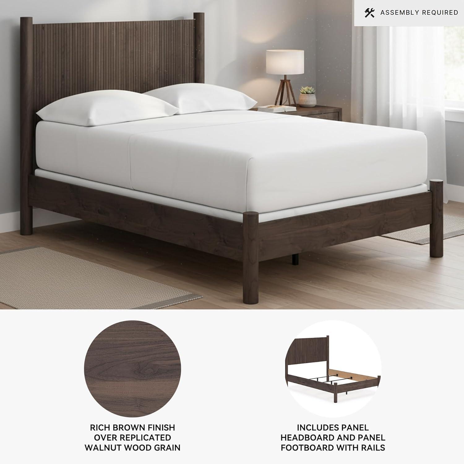 imageSignature Design by Ashley Cadmori Retro Panel Bed Foundation or Box Spring Needed King Dark BrownDark Brown