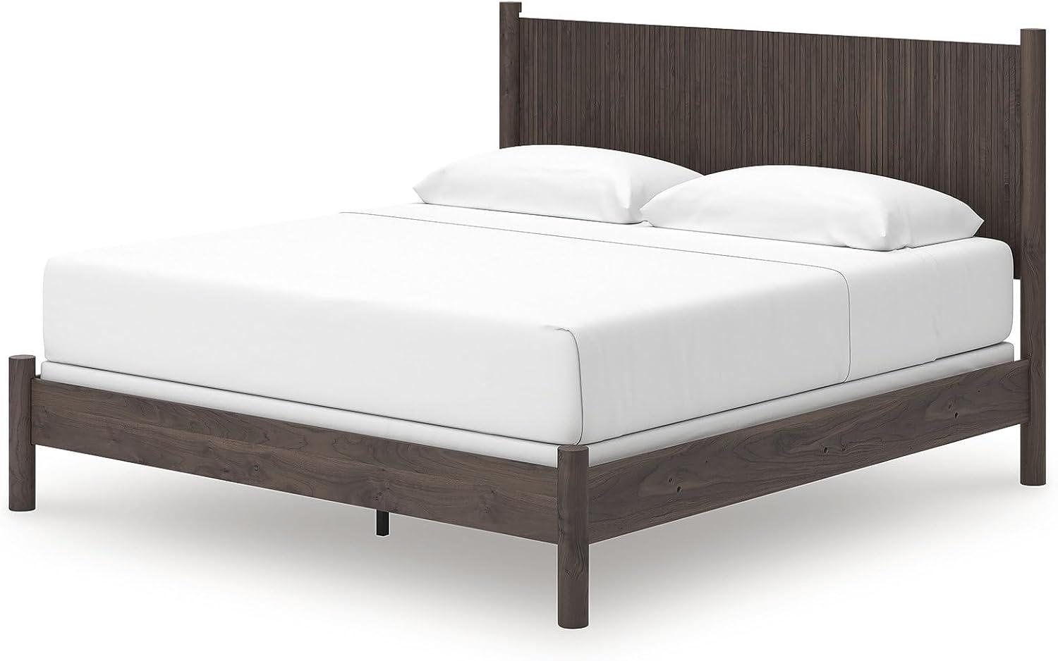 imageSignature Design by Ashley Cadmori Retro Panel Bed Foundation or Box Spring Needed King Dark BrownDark Brown
