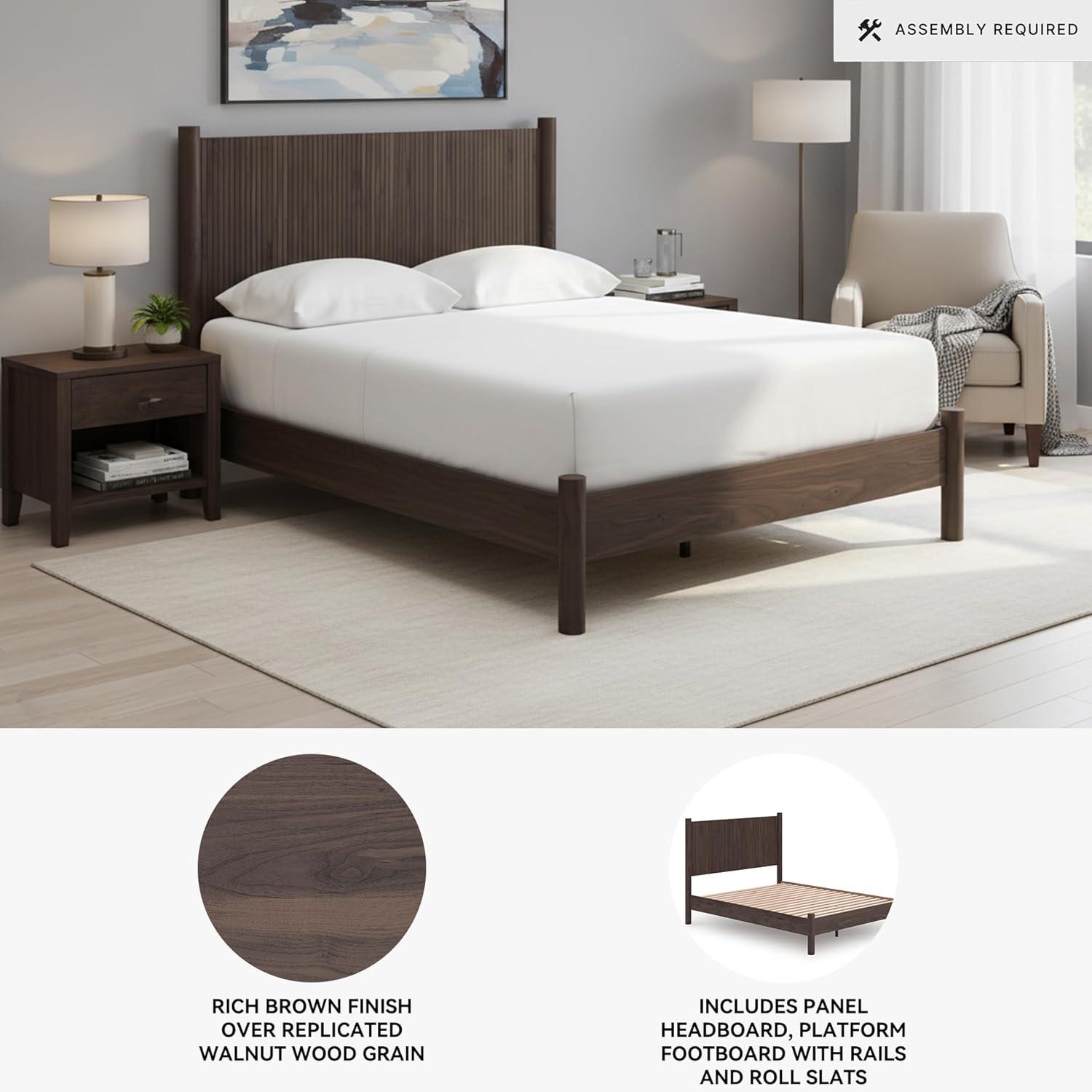 imageSignature Design by Ashley Cadmori Retro Panel Bed Foundation or Box Spring Needed King Dark BrownDark Brown
