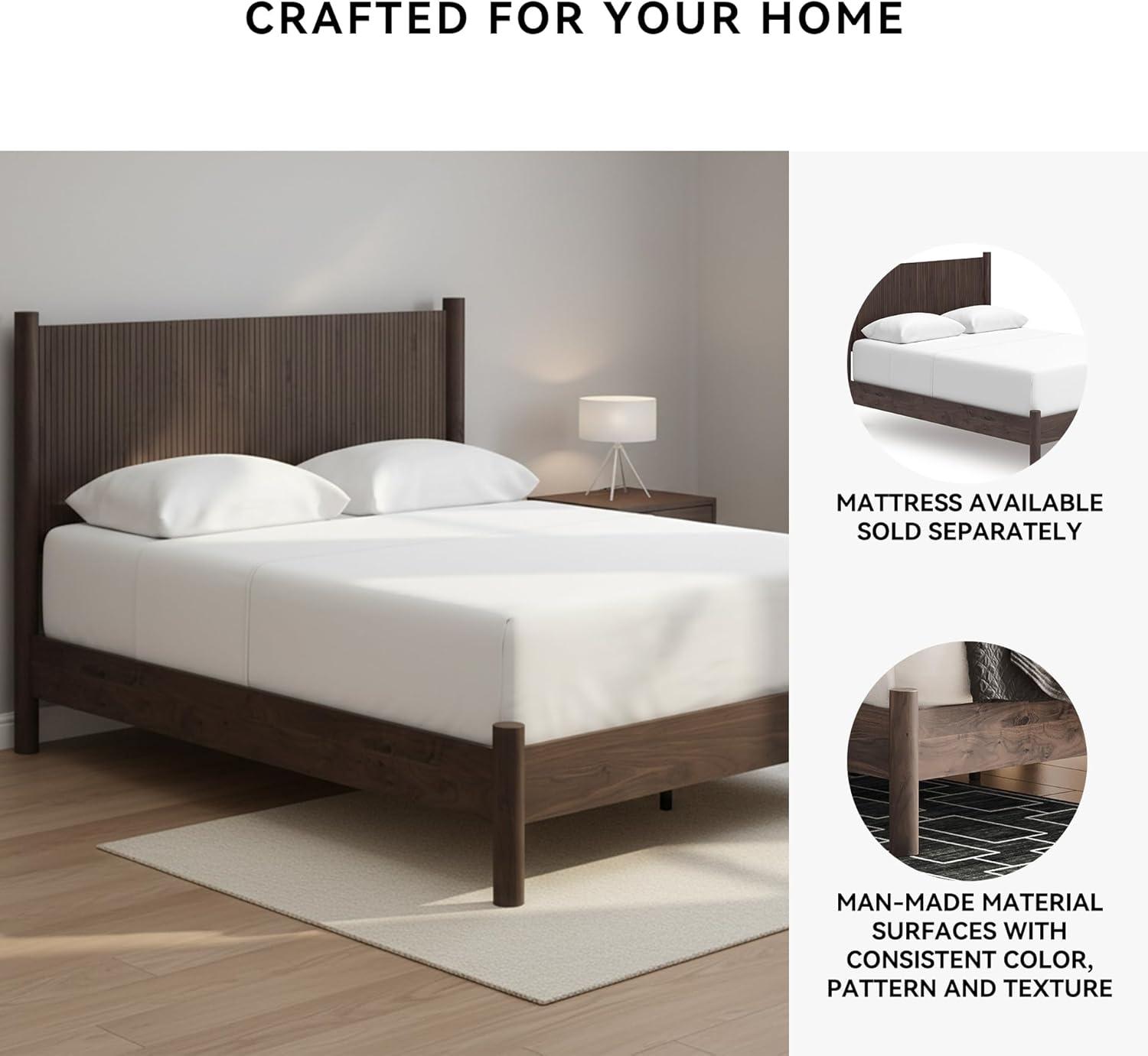 imageSignature Design by Ashley Cadmori Retro Panel Bed Foundation or Box Spring Needed King Dark BrownDark Brown