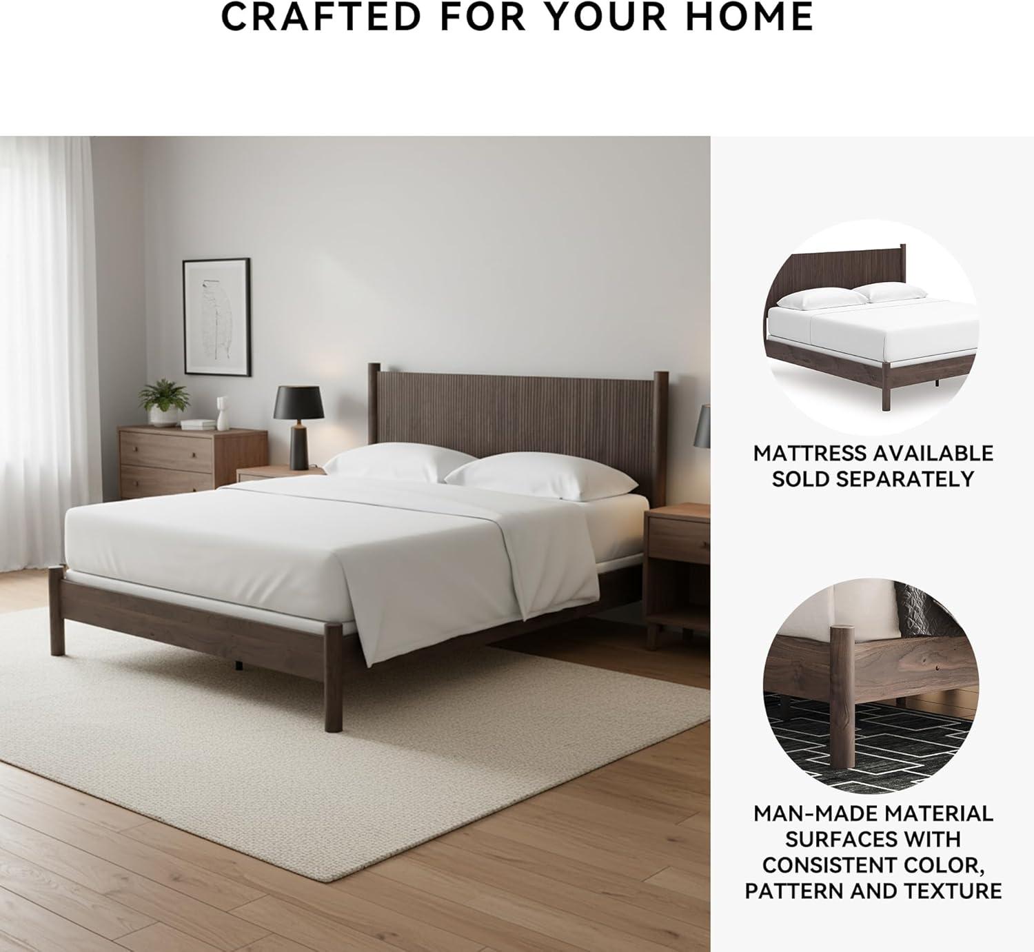 imageSignature Design by Ashley Cadmori Retro Panel Bed Foundation or Box Spring Needed King Dark BrownDark Brown