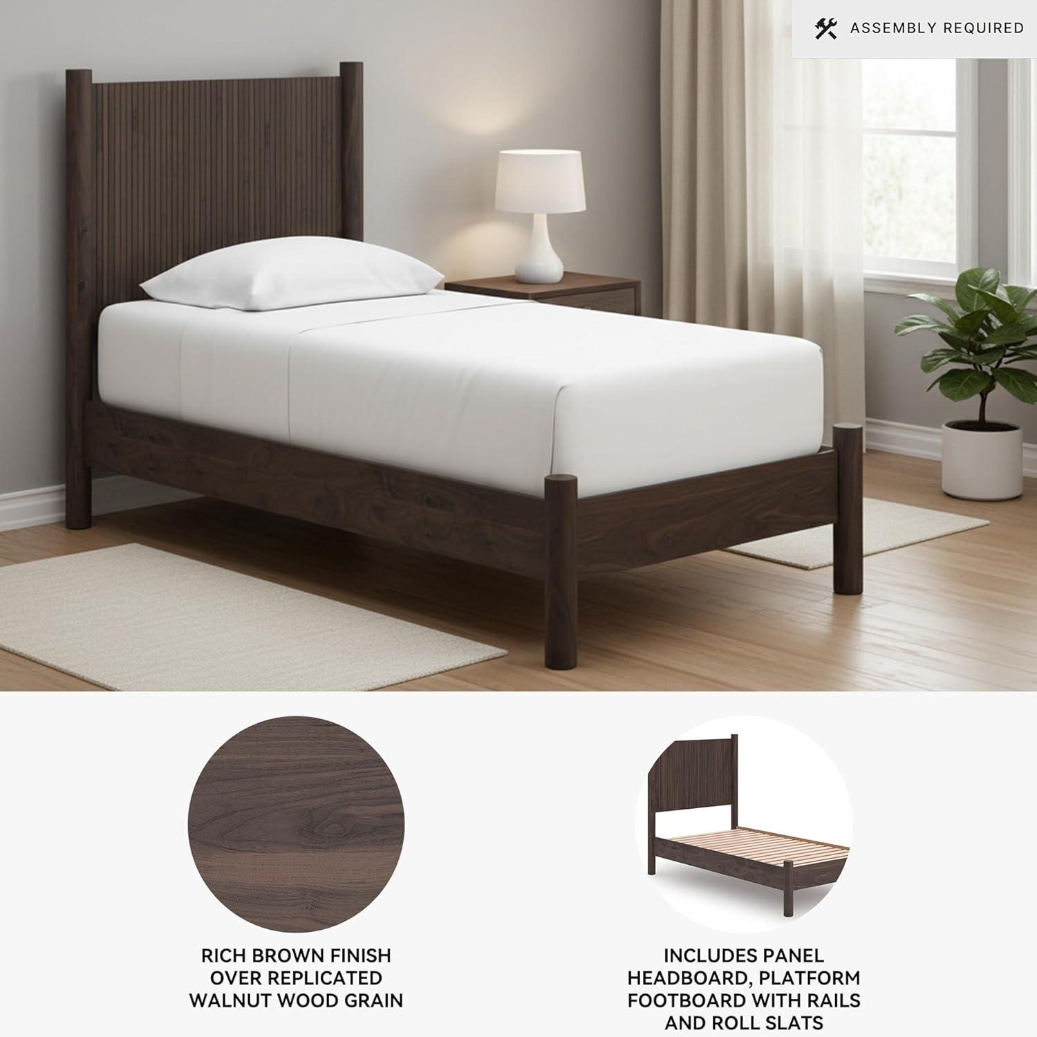 imageSignature Design by Ashley Cadmori Retro Panel Bed Foundation or Box Spring Needed King Dark BrownDark Brown