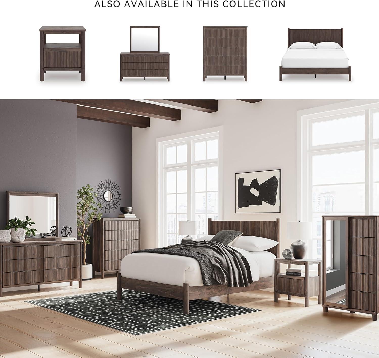 imageSignature Design by Ashley Cadmori Retro Panel Bed Foundation or Box Spring Needed King Dark BrownDark Brown