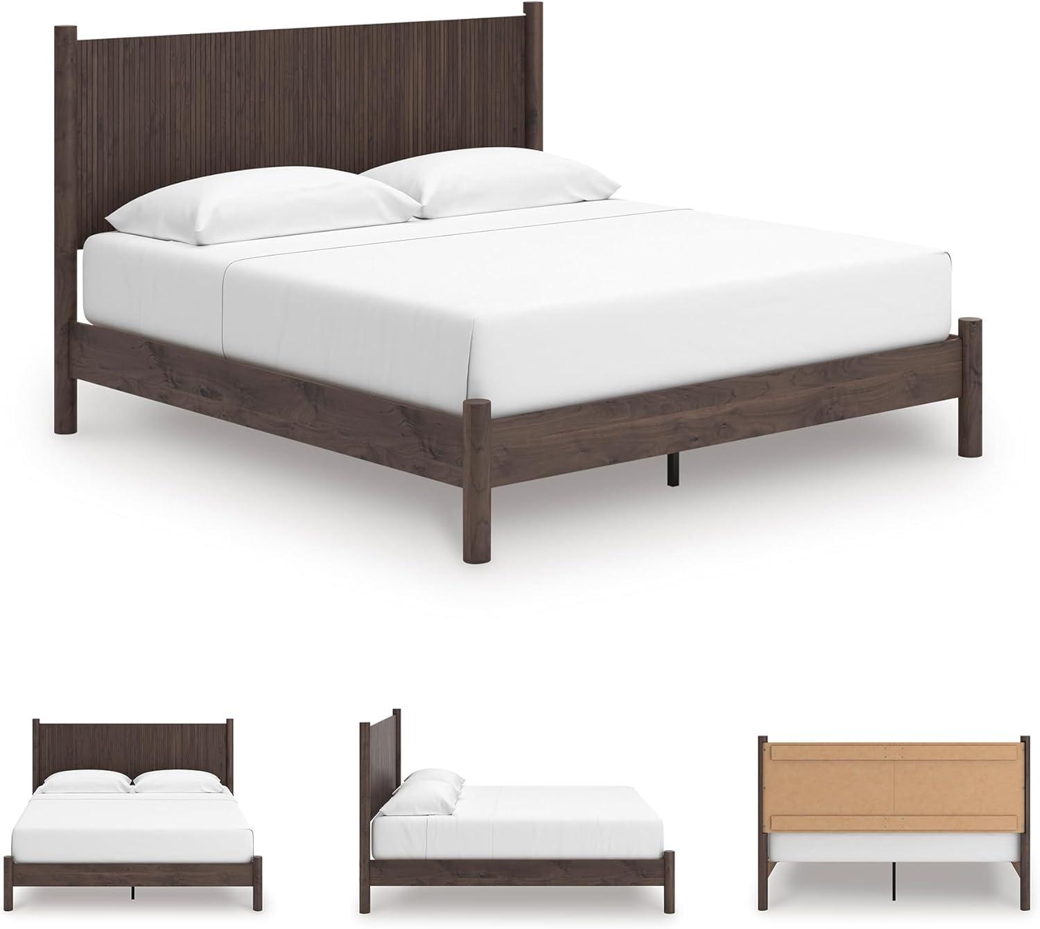 imageSignature Design by Ashley Cadmori Retro Panel Bed Foundation or Box Spring Needed King Dark BrownDark Brown