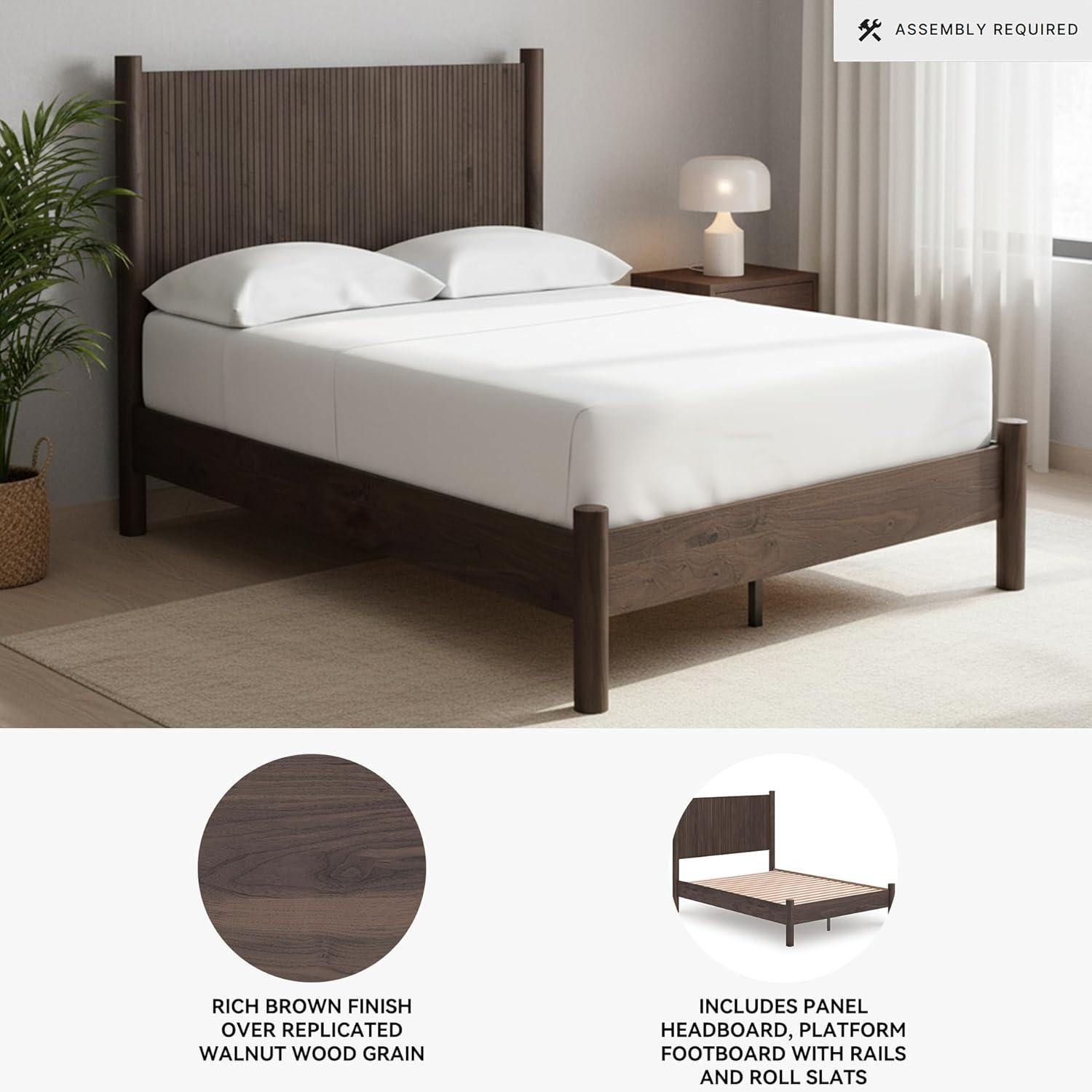 imageSignature Design by Ashley Cadmori Retro Panel Bed Foundation or Box Spring Needed King Dark BrownDark Brown
