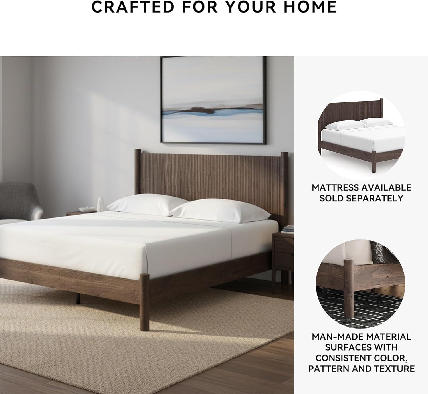 imageSignature Design by Ashley Cadmori Retro Panel Bed Foundation or Box Spring Needed King Dark BrownDark Brown