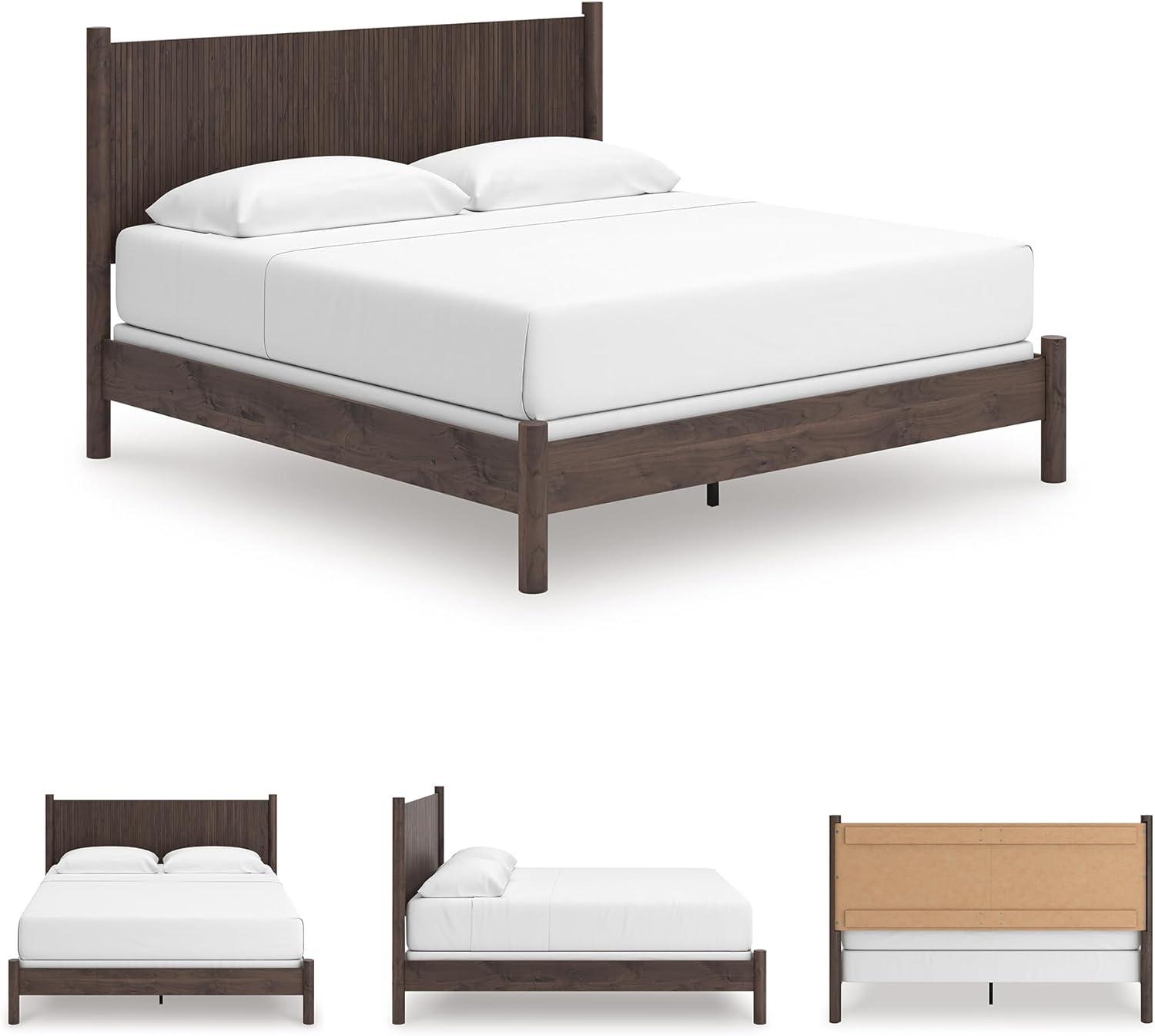 imageSignature Design by Ashley Cadmori Retro Panel Bed Foundation or Box Spring Needed King Dark BrownDark Brown