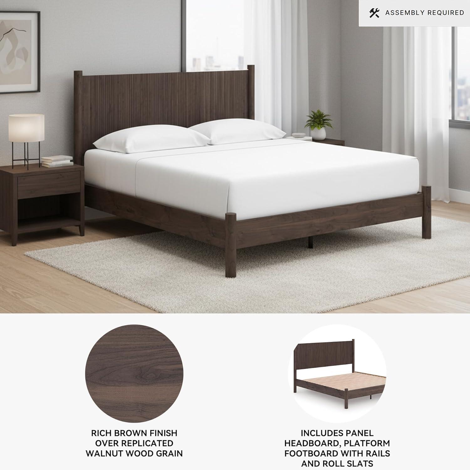 imageSignature Design by Ashley Cadmori Retro Panel Bed Foundation or Box Spring Needed King Dark BrownDark Brown