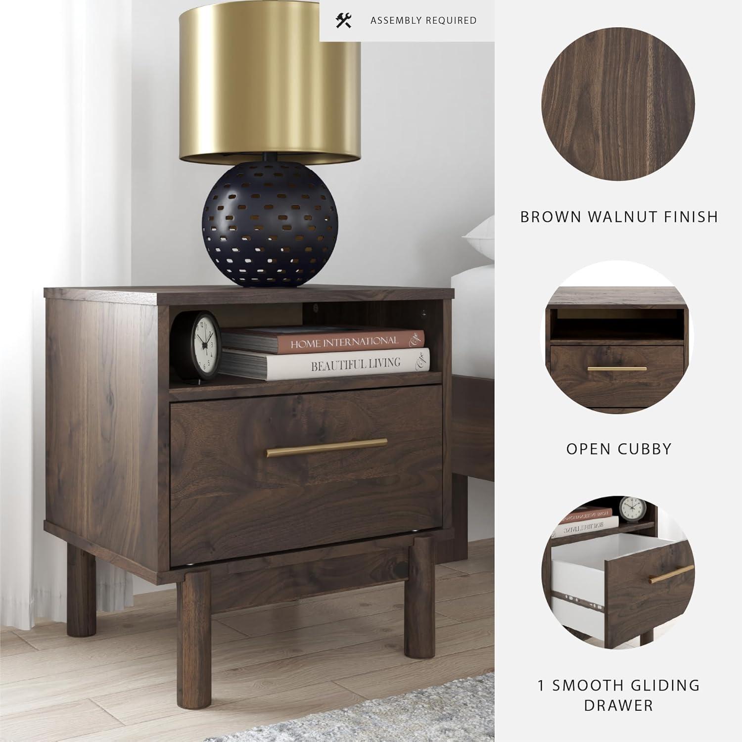 imageSignature Design by Ashley Calverson Rustic 2Drawer Nightstand with Storage and Bar Pulls Dark BrownBrown