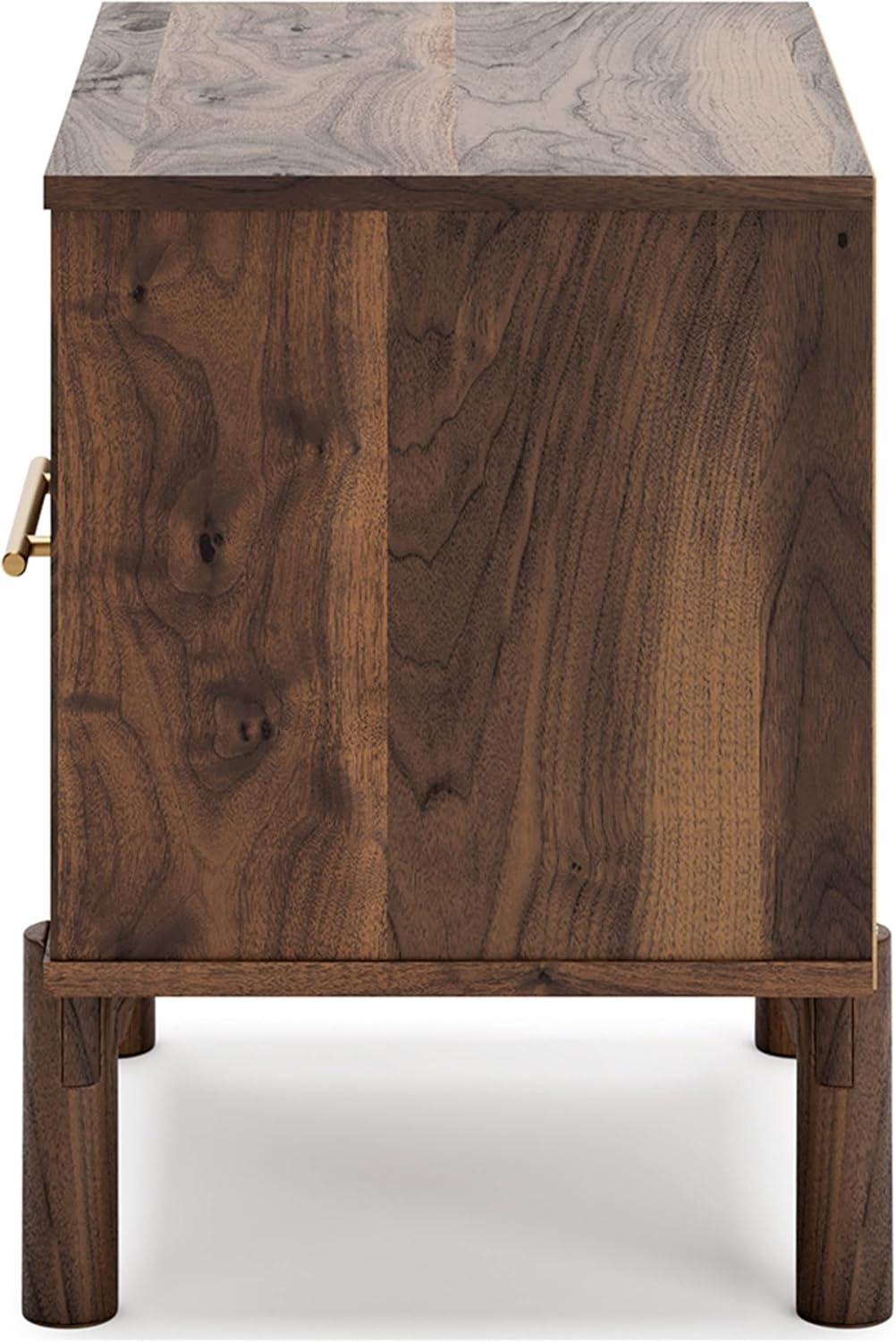 imageSignature Design by Ashley Calverson Rustic 2Drawer Nightstand with Storage and Bar Pulls Dark BrownBrown