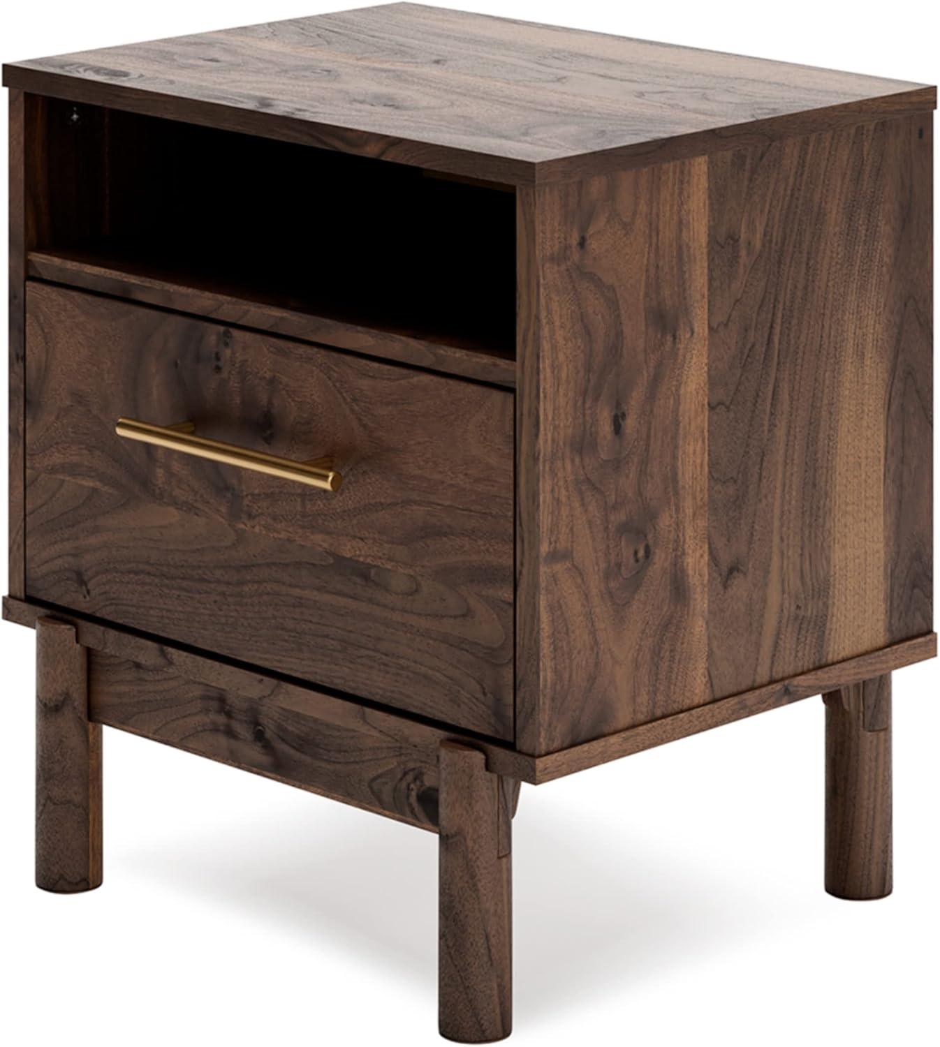 imageSignature Design by Ashley Calverson Rustic 2Drawer Nightstand with Storage and Bar Pulls Dark BrownBrown