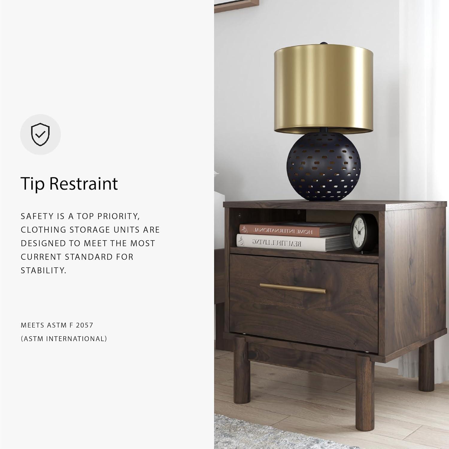 imageSignature Design by Ashley Calverson Rustic 2Drawer Nightstand with Storage and Bar Pulls Dark BrownBrown