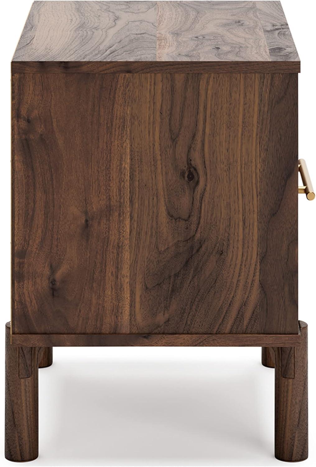 imageSignature Design by Ashley Calverson Rustic 2Drawer Nightstand with Storage and Bar Pulls Dark BrownBrown