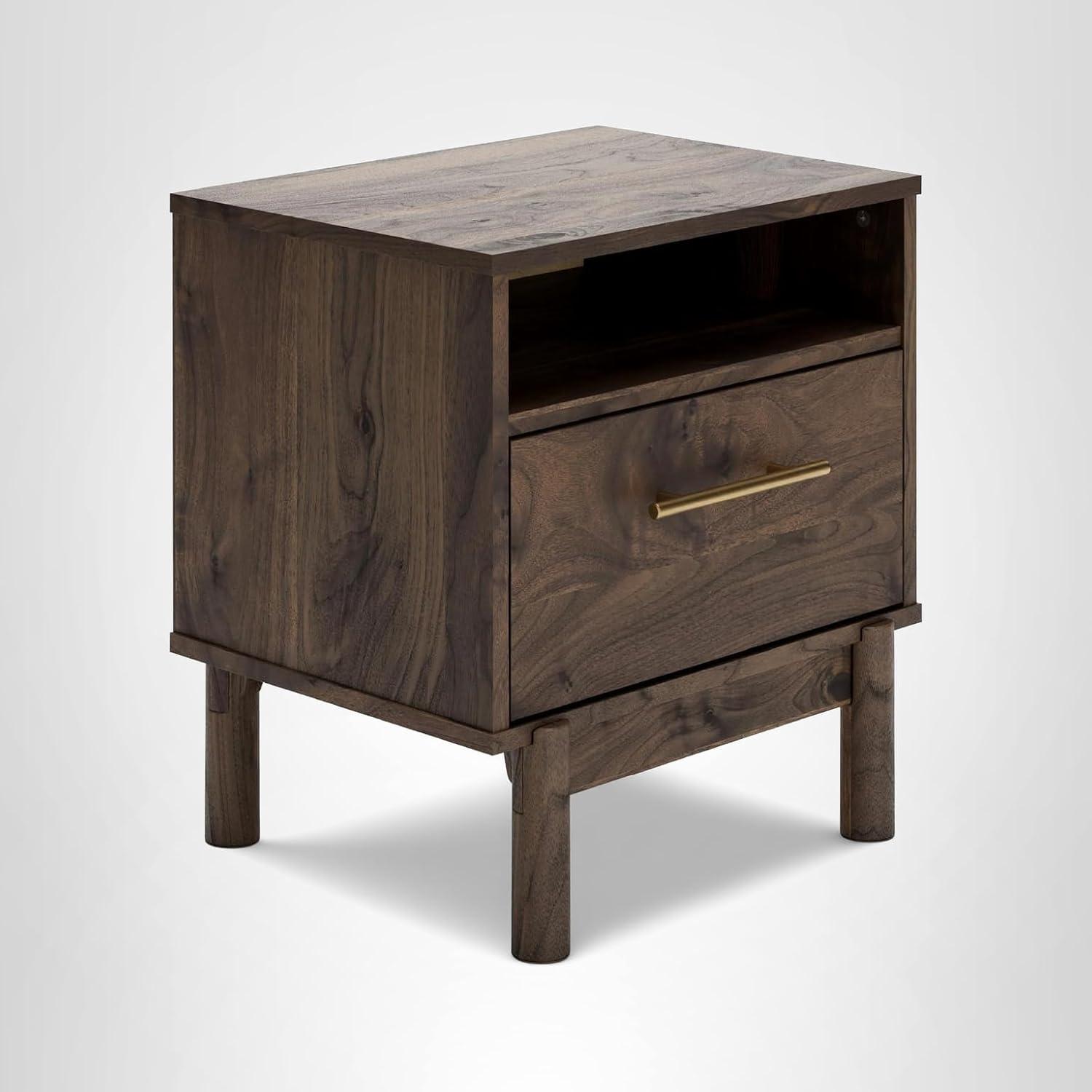 imageSignature Design by Ashley Calverson Rustic 2Drawer Nightstand with Storage and Bar Pulls Dark BrownBrown