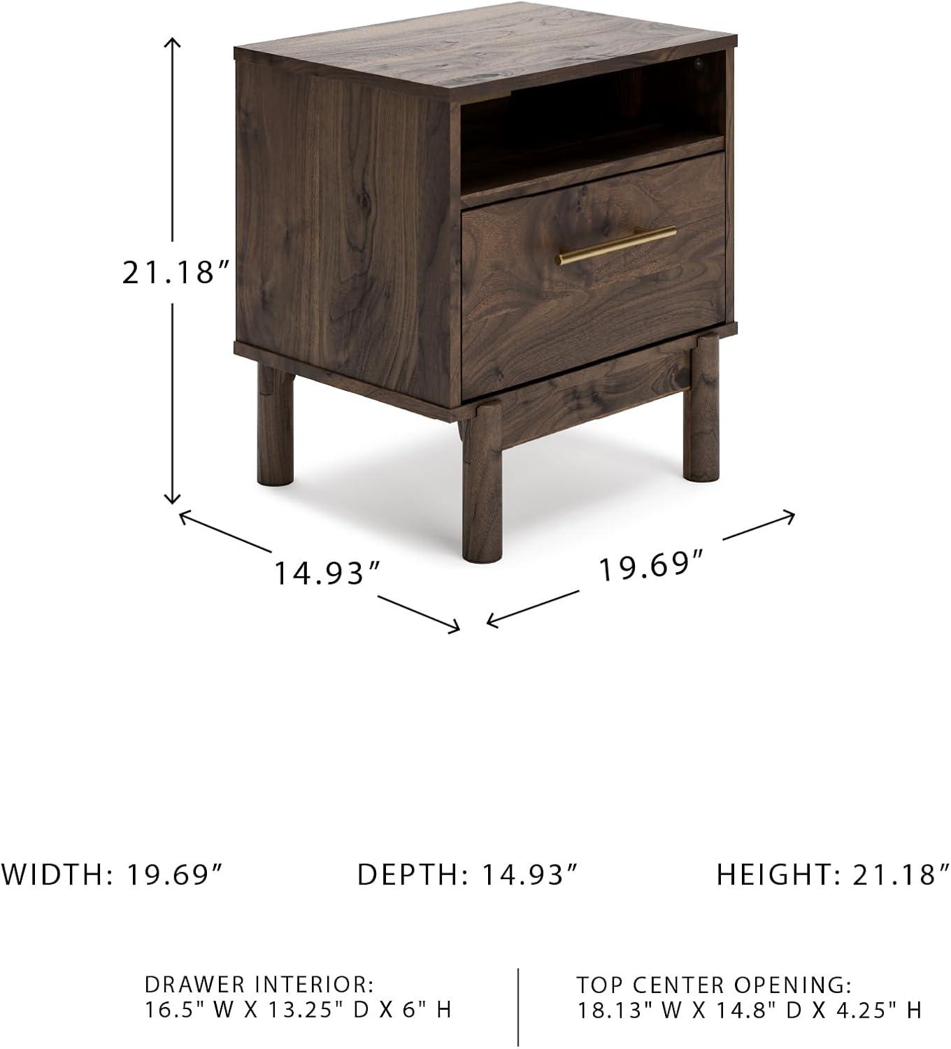 imageSignature Design by Ashley Calverson Rustic 2Drawer Nightstand with Storage and Bar Pulls Dark BrownBrown