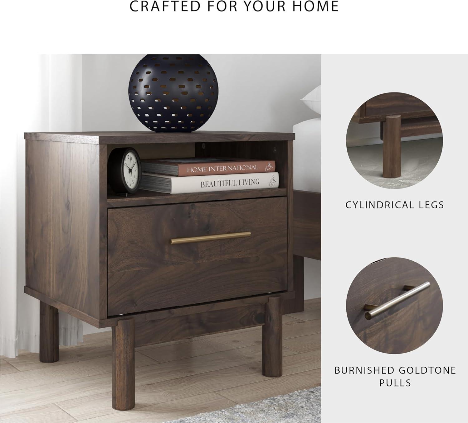 imageSignature Design by Ashley Calverson Rustic 2Drawer Nightstand with Storage and Bar Pulls Dark BrownBrown