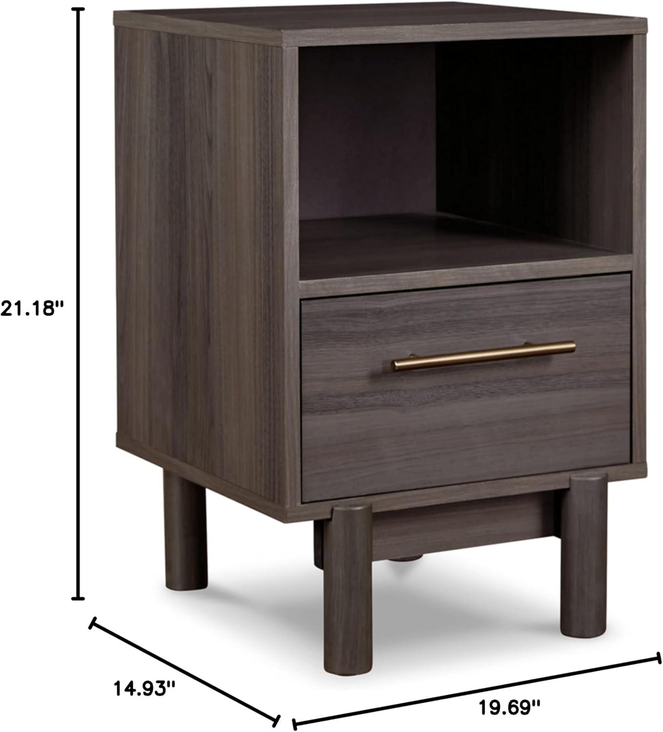 imageSignature Design by Ashley Calverson Rustic 2Drawer Nightstand with Storage and Bar Pulls Dark BrownGrayish Brown