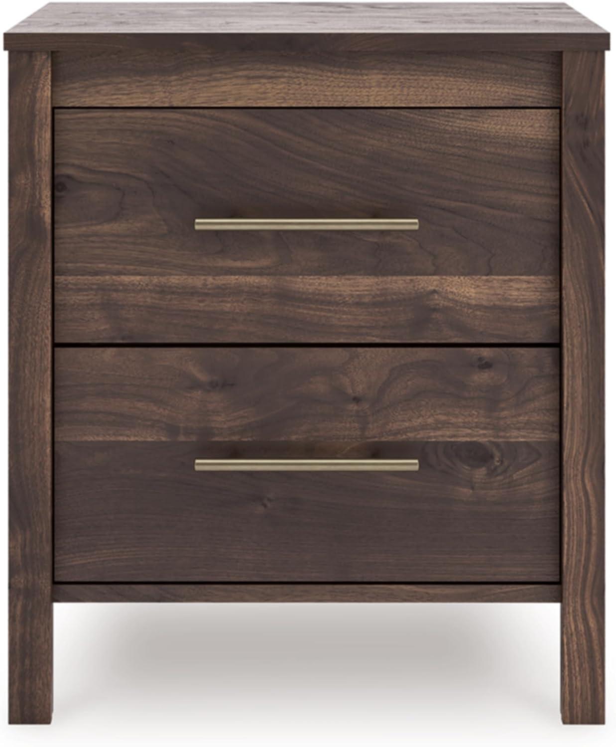 imageSignature Design by Ashley Calverson Rustic 2Drawer Nightstand with Storage and Bar Pulls Dark BrownMocha