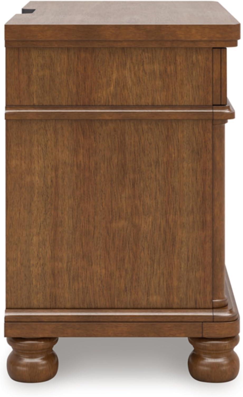 imageSignature Design by Ashley Chadworth Traditional Nightstand with 3 Drawers USBA and USBC Charging Metal Knobs Wood 27 W x 1813 D x 2738 H BrownBrown