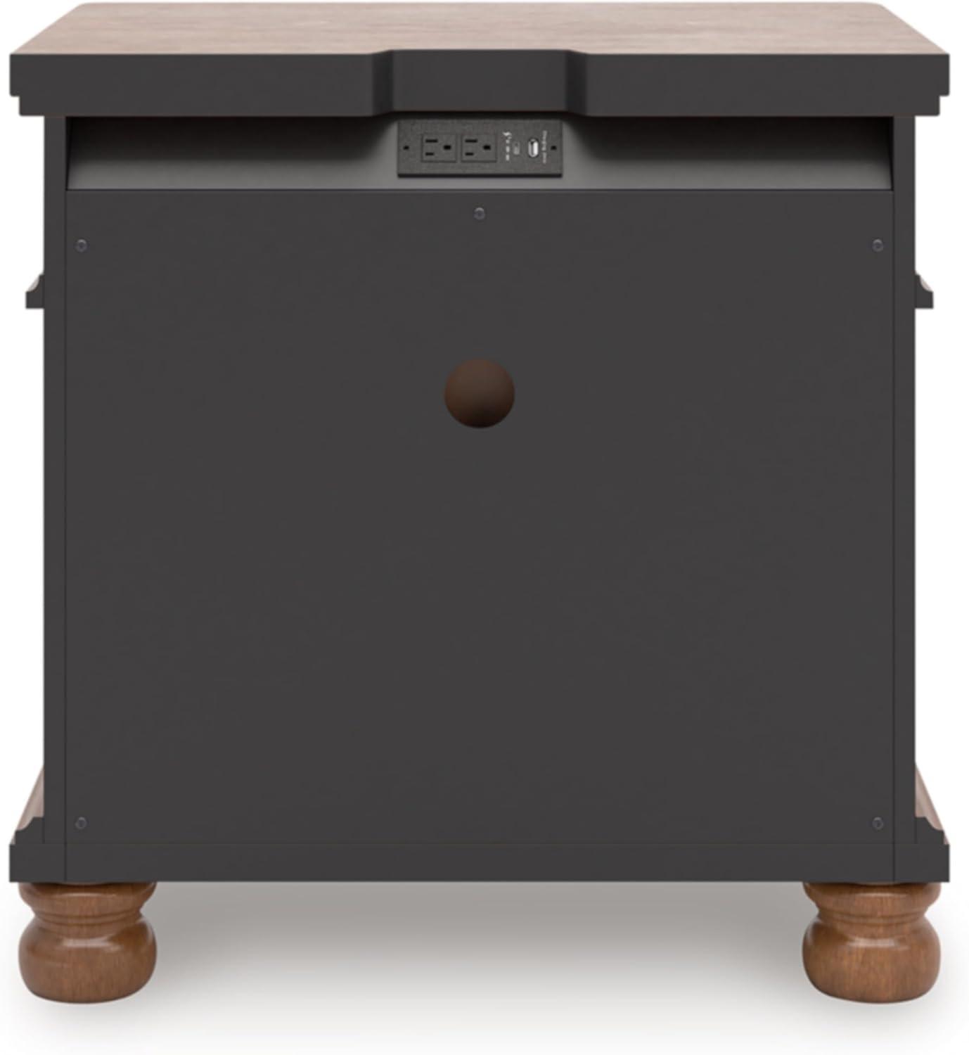 imageSignature Design by Ashley Chadworth Traditional Nightstand with 3 Drawers USBA and USBC Charging Metal Knobs Wood 27 W x 1813 D x 2738 H BrownBrown