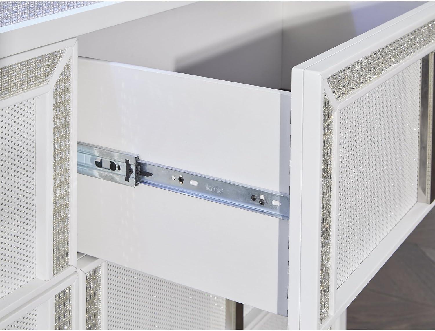 imageSignature Design by Ashley Chalanna Glam 6Drawer Dresser and Mirror with FeltLined Top Drawers LED Lighting and Safety Stop WhiteGlam