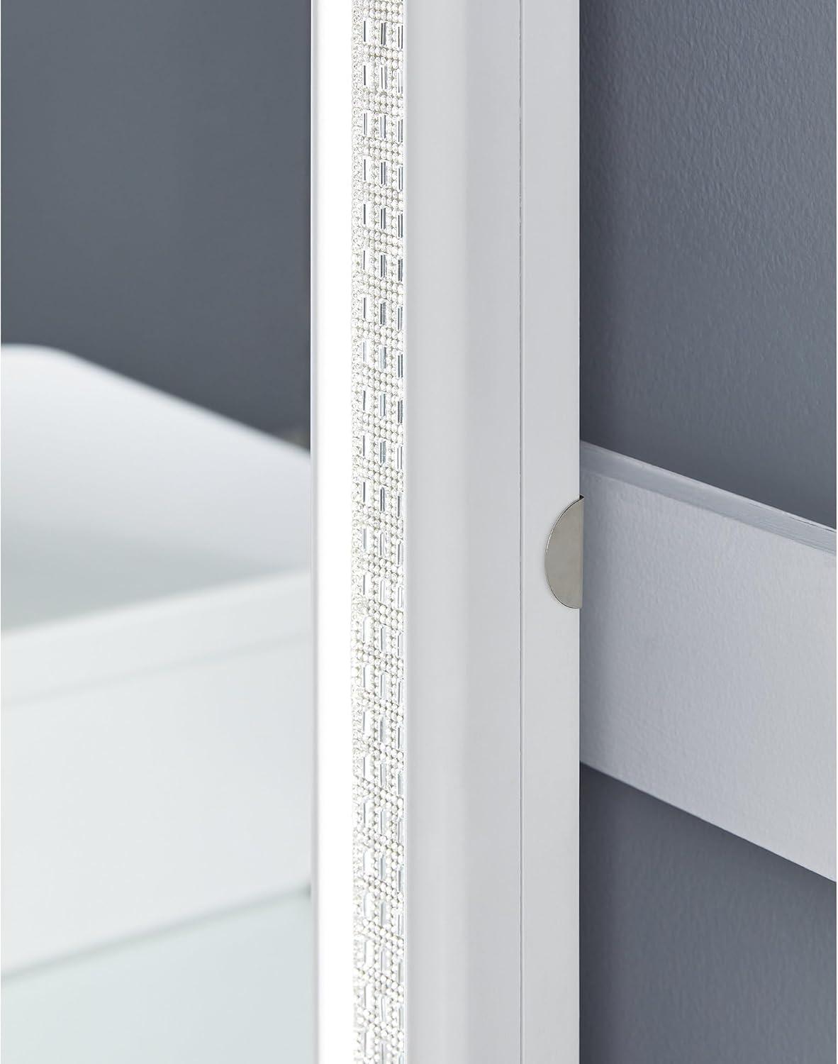 imageSignature Design by Ashley Chalanna Glam 6Drawer Dresser and Mirror with FeltLined Top Drawers LED Lighting and Safety Stop WhiteModern