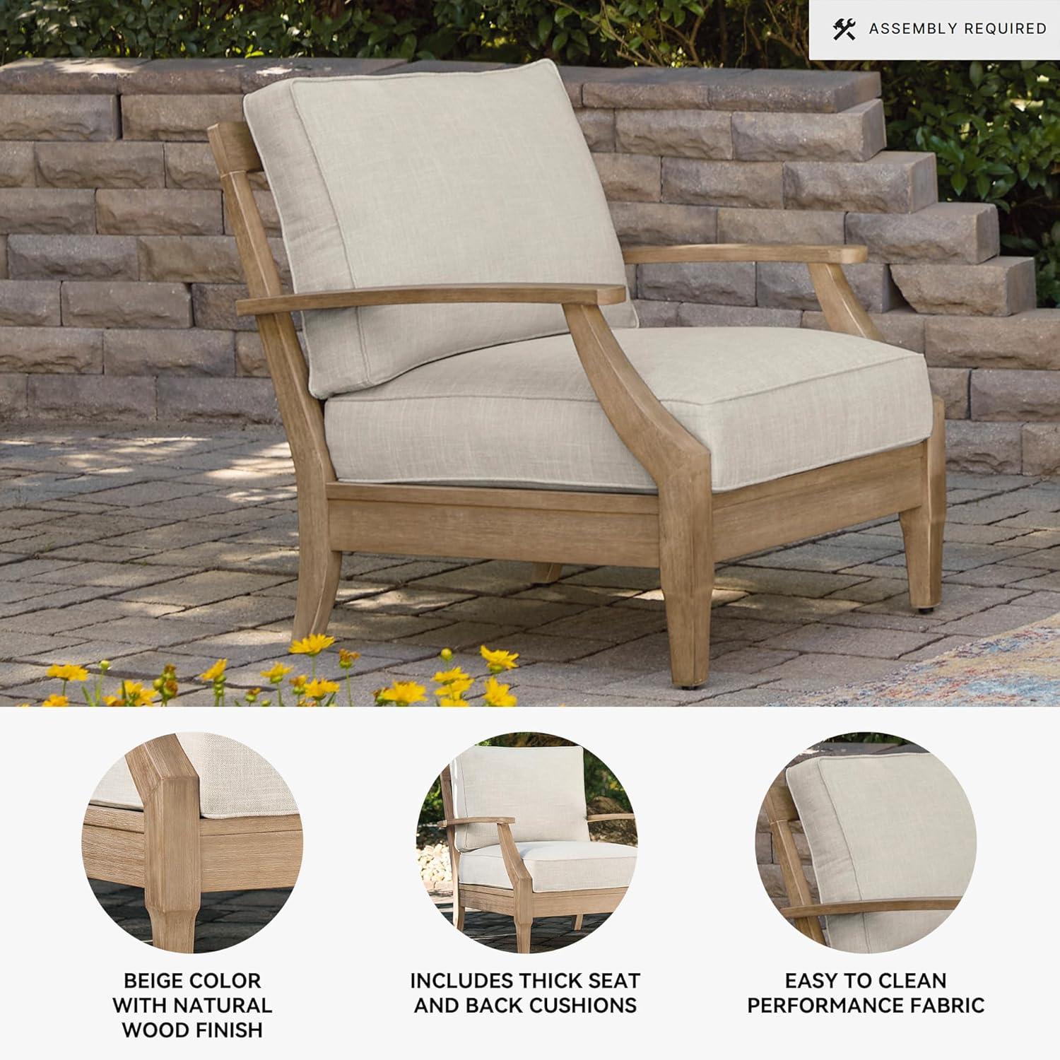 imageSignature Design by Ashley Clare View Symmetrical Contemporary 3Piece Outdoor Sectional with Cushion and 6 Throw Pillows BeigeLinen