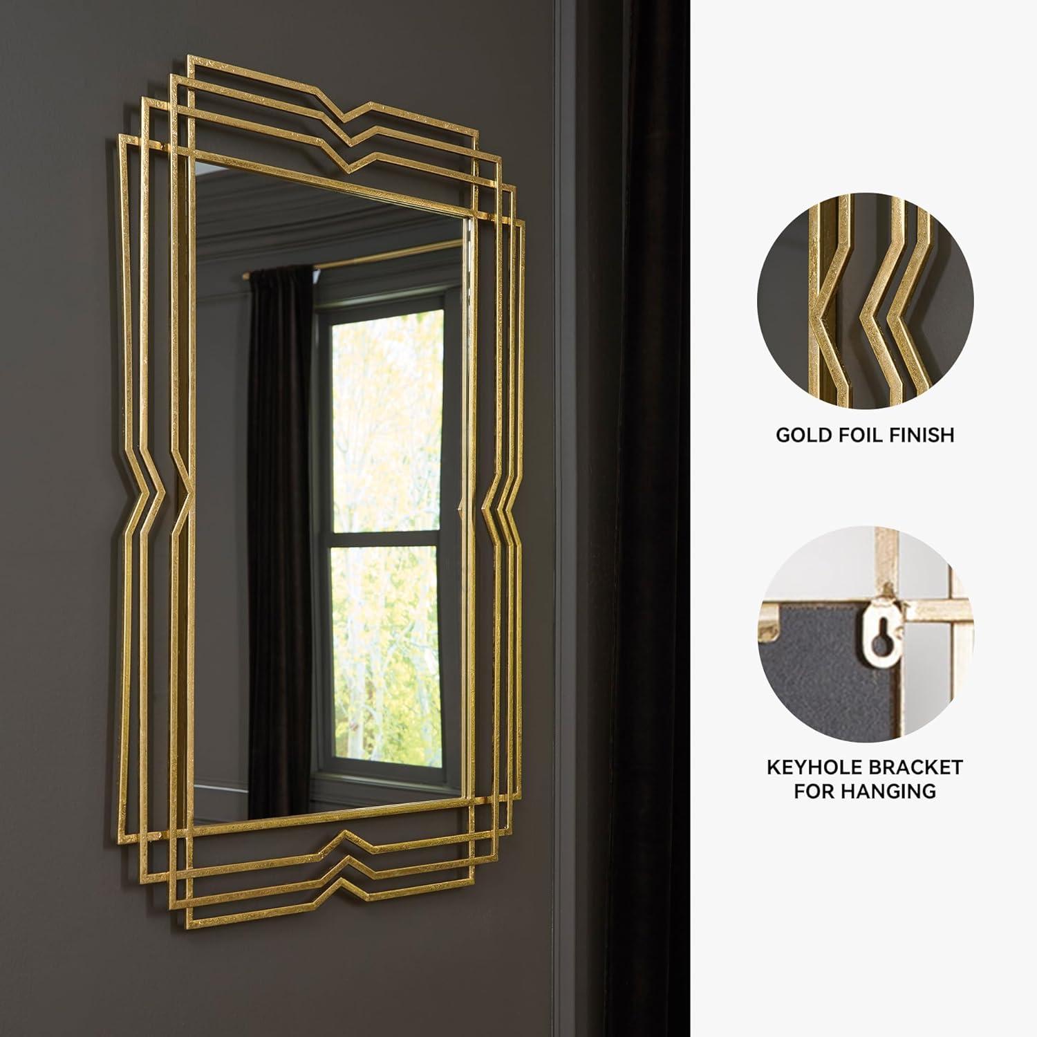 imageSignature Design by Ashley Claybrook Art Deco Wall Mounted Metal Framed Accent Mirror Metallic