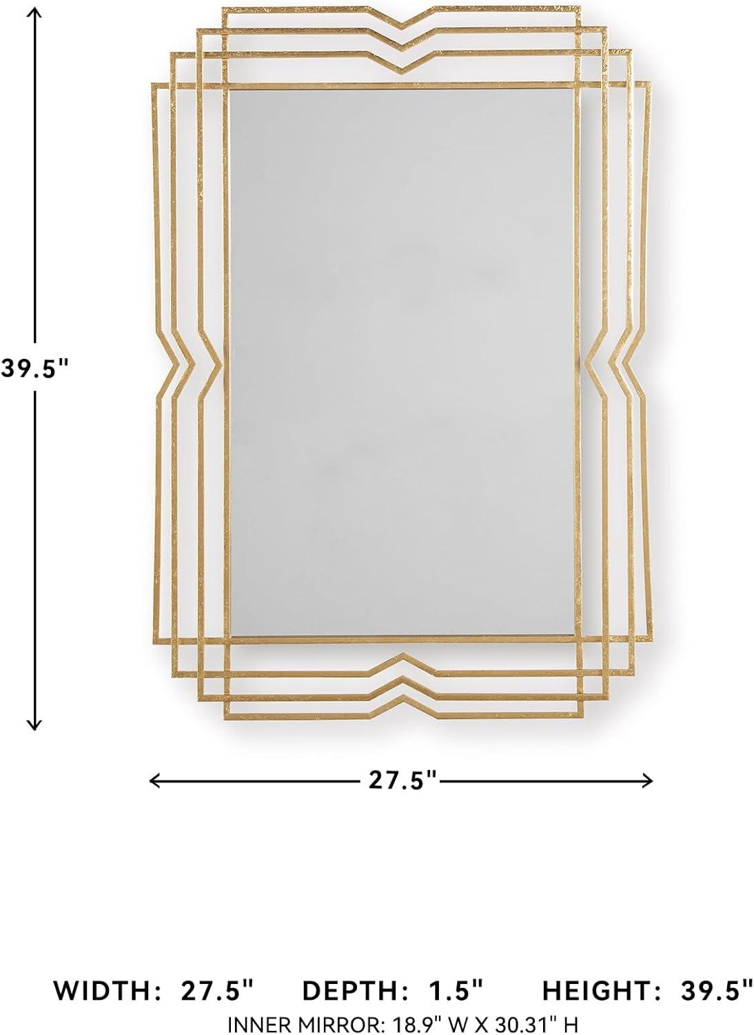 imageSignature Design by Ashley Claybrook Art Deco Wall Mounted Metal Framed Accent Mirror Metallic