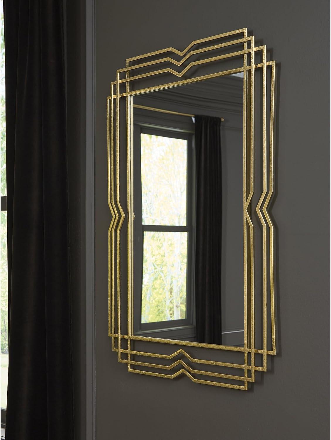 imageSignature Design by Ashley Claybrook Art Deco Wall Mounted Metal Framed Accent Mirror Metallic