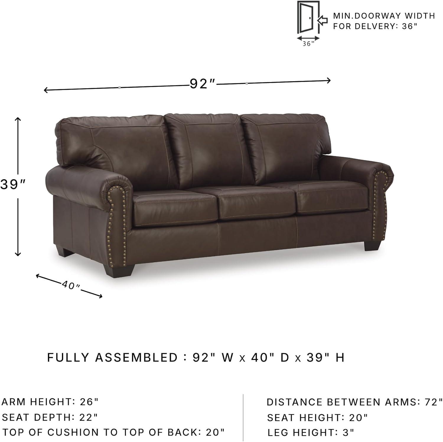 imageSignature Design by Ashley Colleton Classic Leather Match Sofa with Nailheads Dark Brown