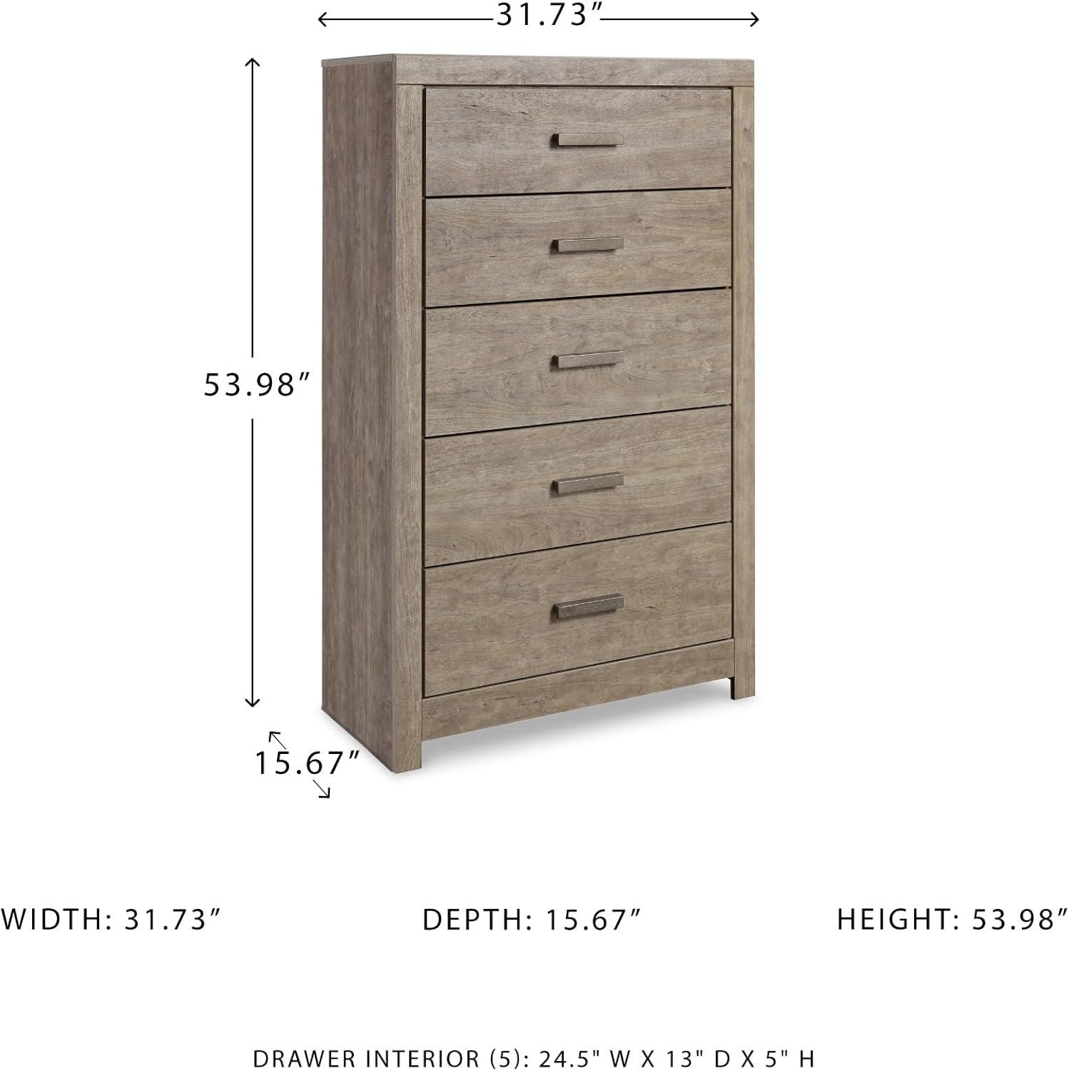 imageSignature Design by Ashley Culverbach Coastal 6Drawer Dresser and Mirror with AntiTipping Restraint Gray5 Drawer Chest