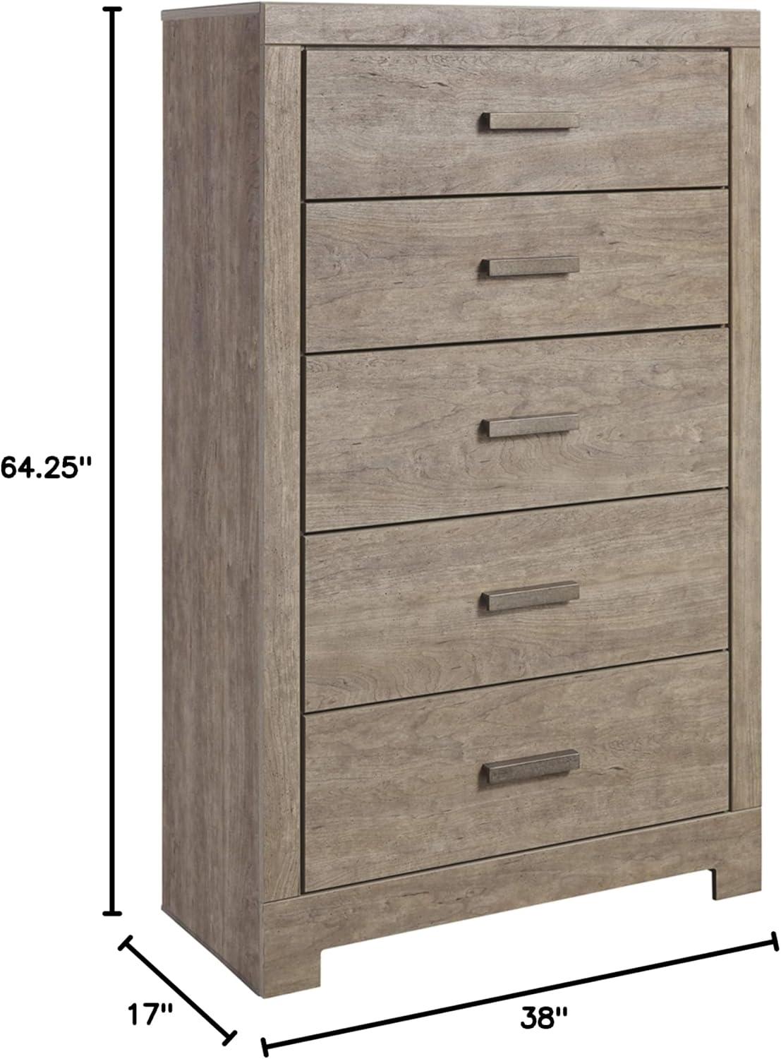 imageSignature Design by Ashley Culverbach Coastal 6Drawer Dresser and Mirror with AntiTipping Restraint Gray5 Drawer Chest