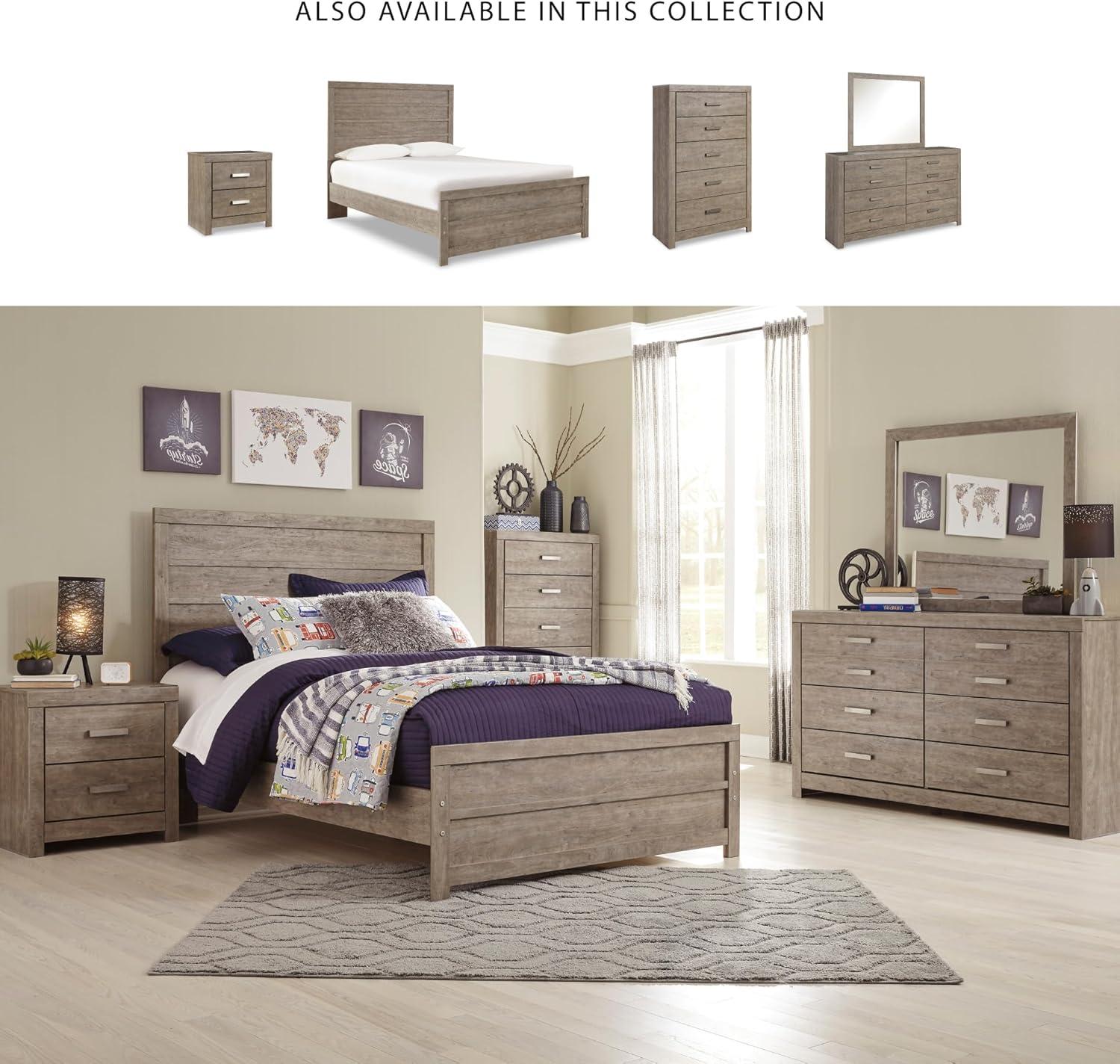 imageSignature Design by Ashley Culverbach Coastal 6Drawer Dresser and Mirror with AntiTipping Restraint GrayFull Panel Bed