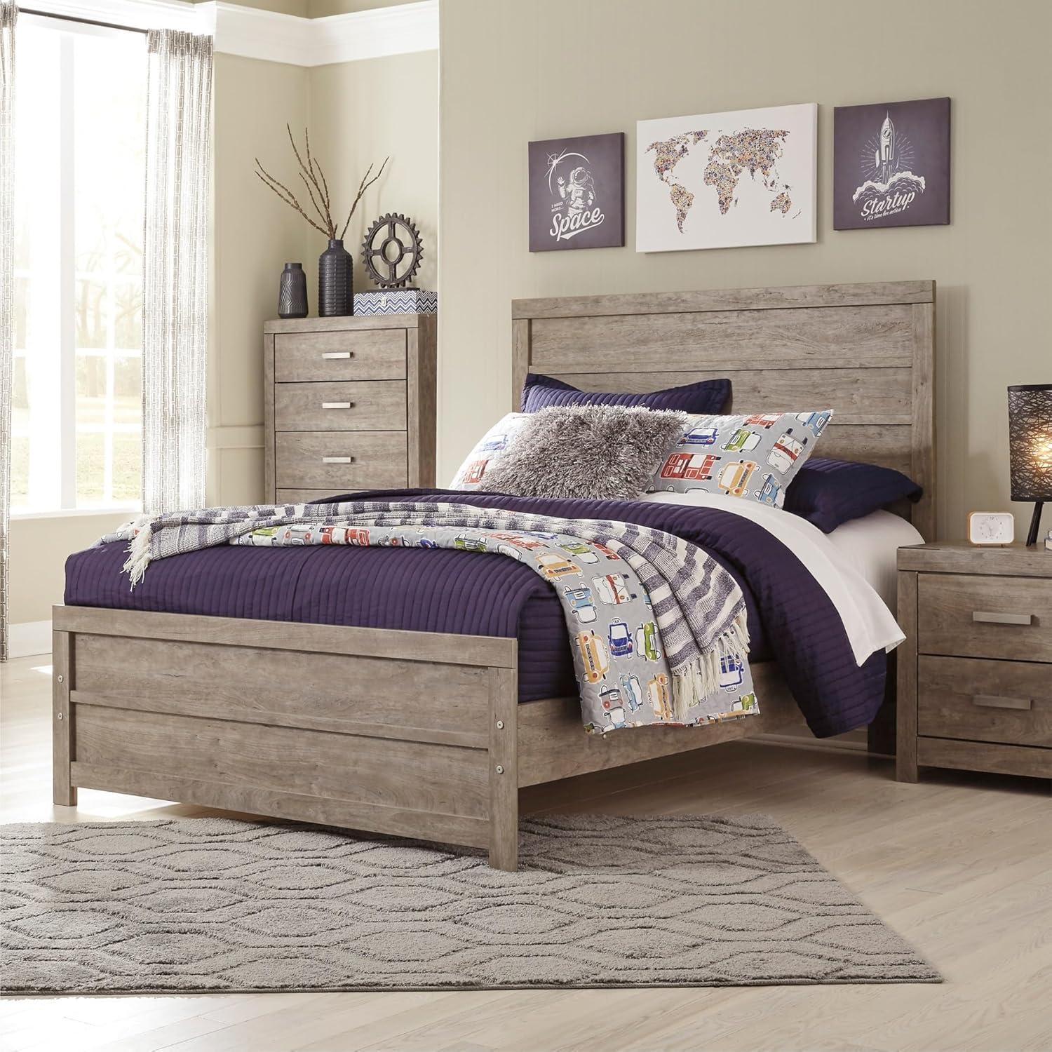 imageSignature Design by Ashley Culverbach Coastal 6Drawer Dresser and Mirror with AntiTipping Restraint GrayFull Panel Bed