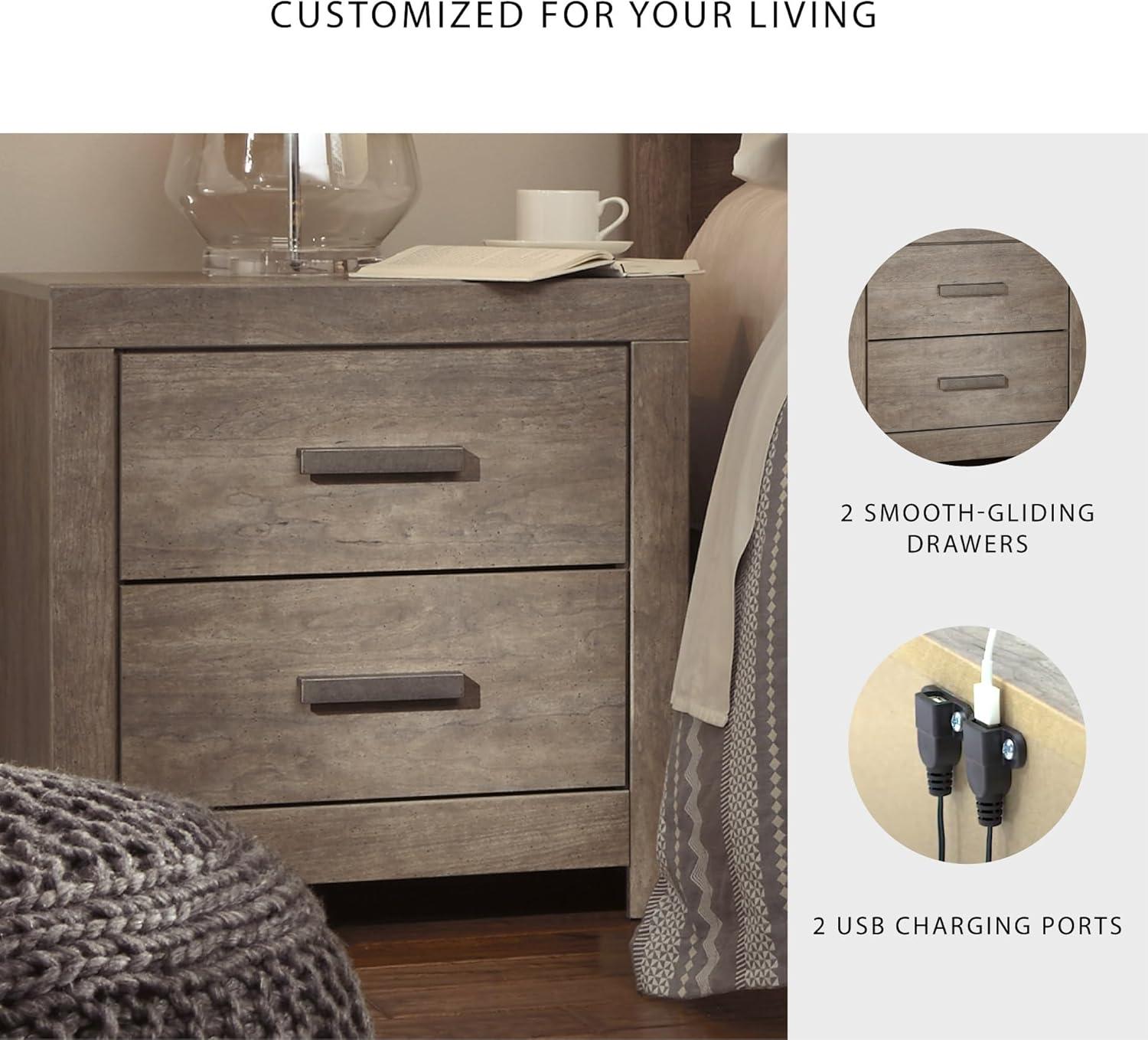 imageSignature Design by Ashley Culverbach Coastal 6Drawer Dresser and Mirror with AntiTipping Restraint GrayNight Stand