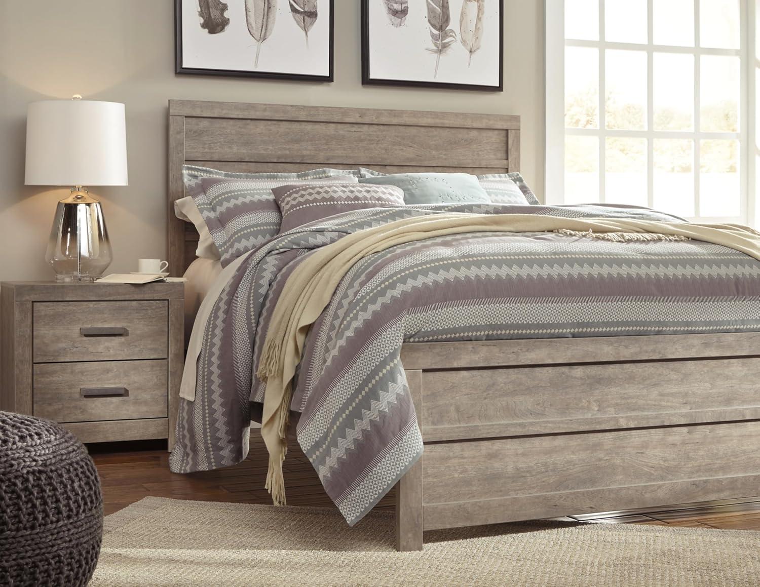 imageSignature Design by Ashley Culverbach Coastal 6Drawer Dresser and Mirror with AntiTipping Restraint GrayQueen Panel Bed